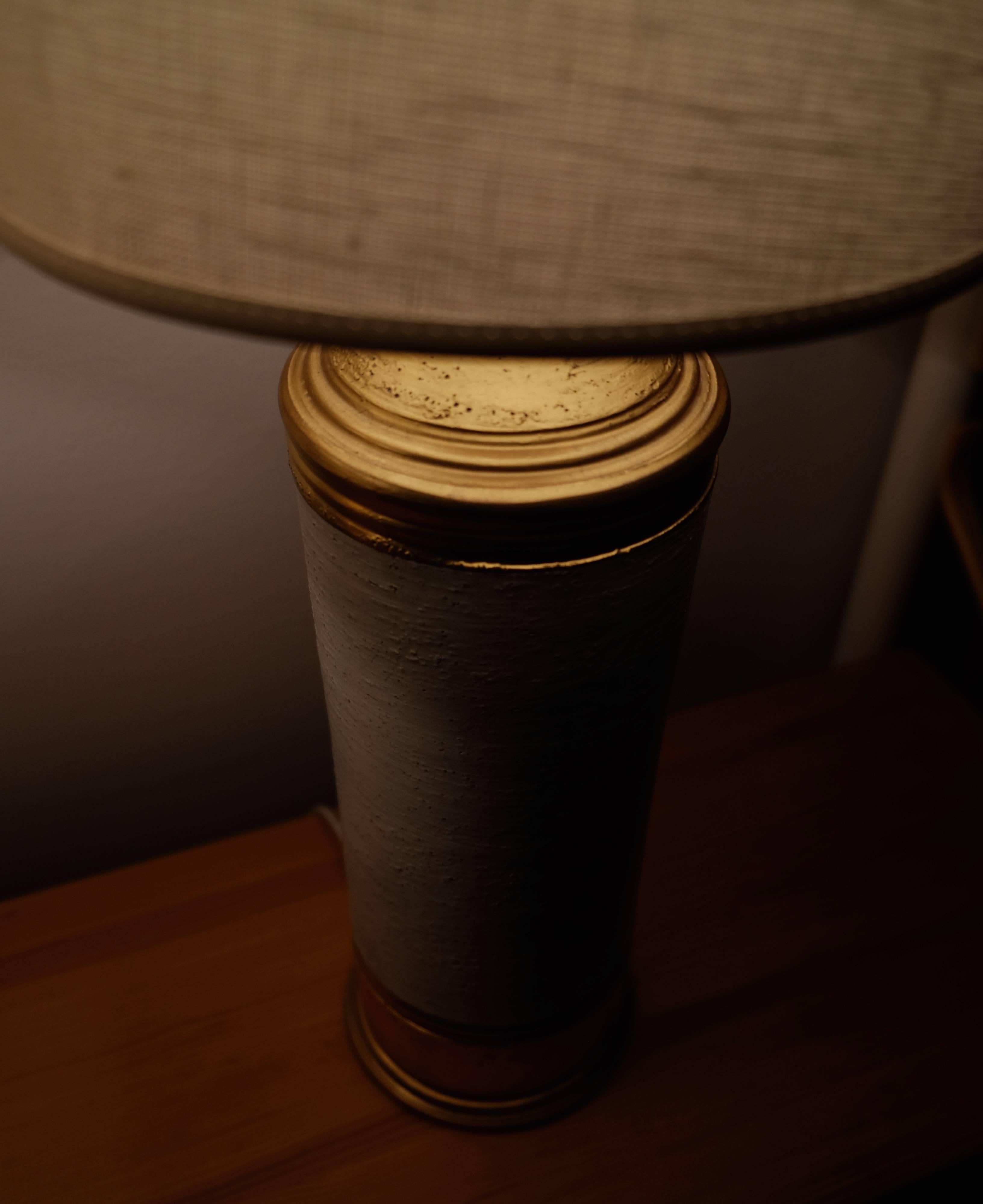Scandinavian Modern Bitossi Gold and Off-White Glazed Table Lamps, 1960s For Sale