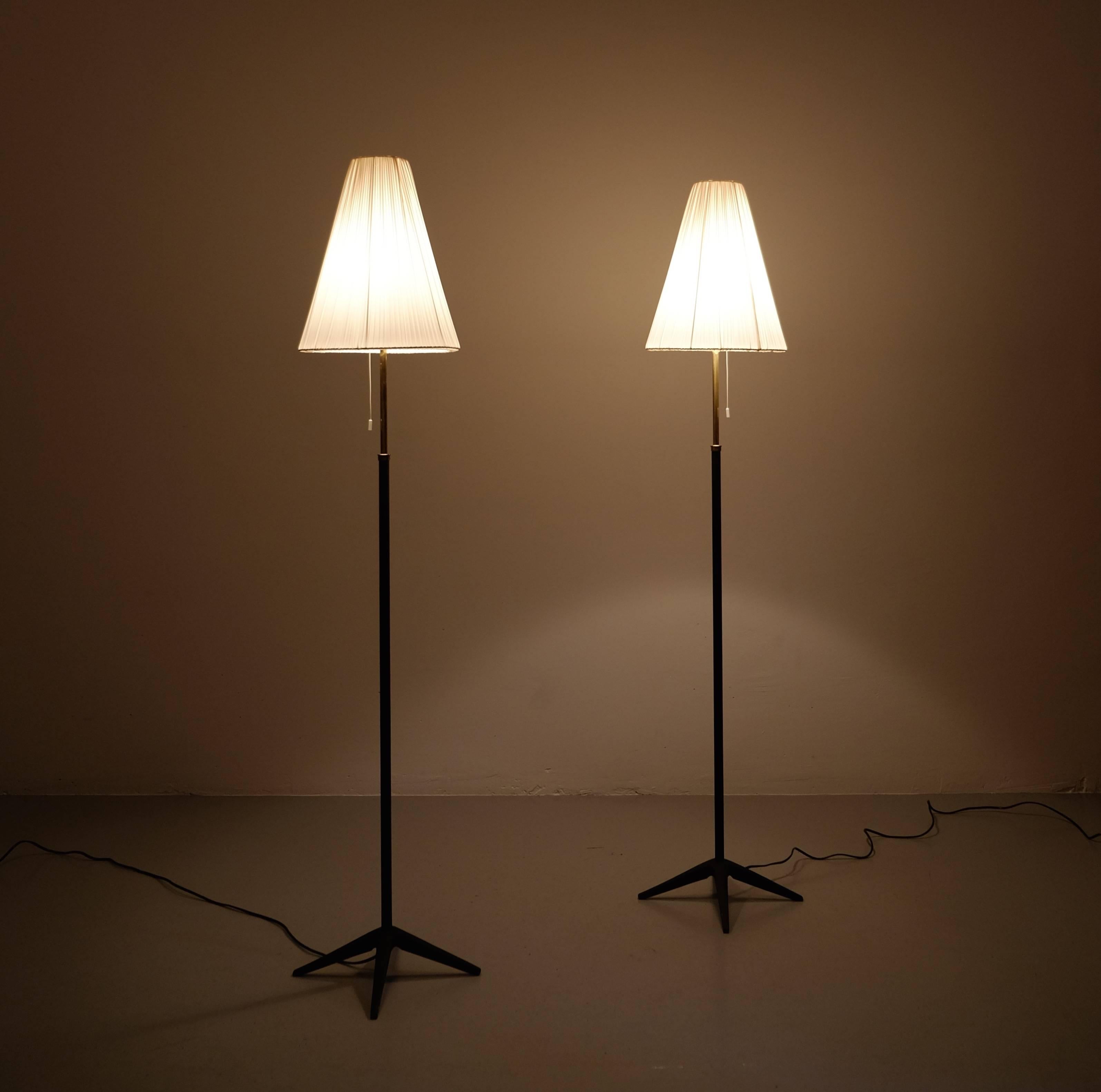 Scandinavian Modern Pair of Swedish Floor Lamps by Böhlmarks, 1950s
