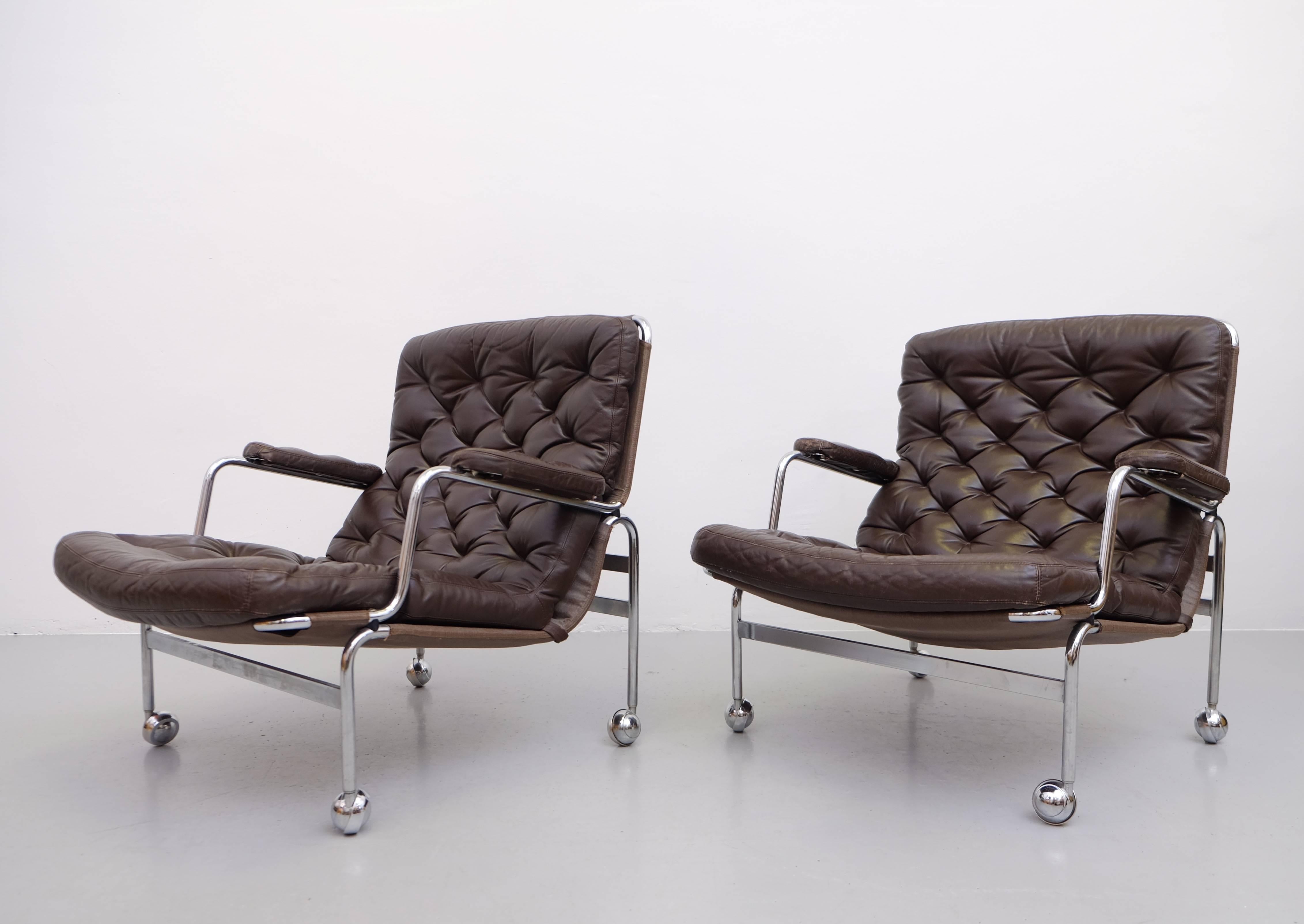 Pair of Easy Chairs Model Karin by Bruno Mathsson, 1960s In Excellent Condition In Stockholm, SE