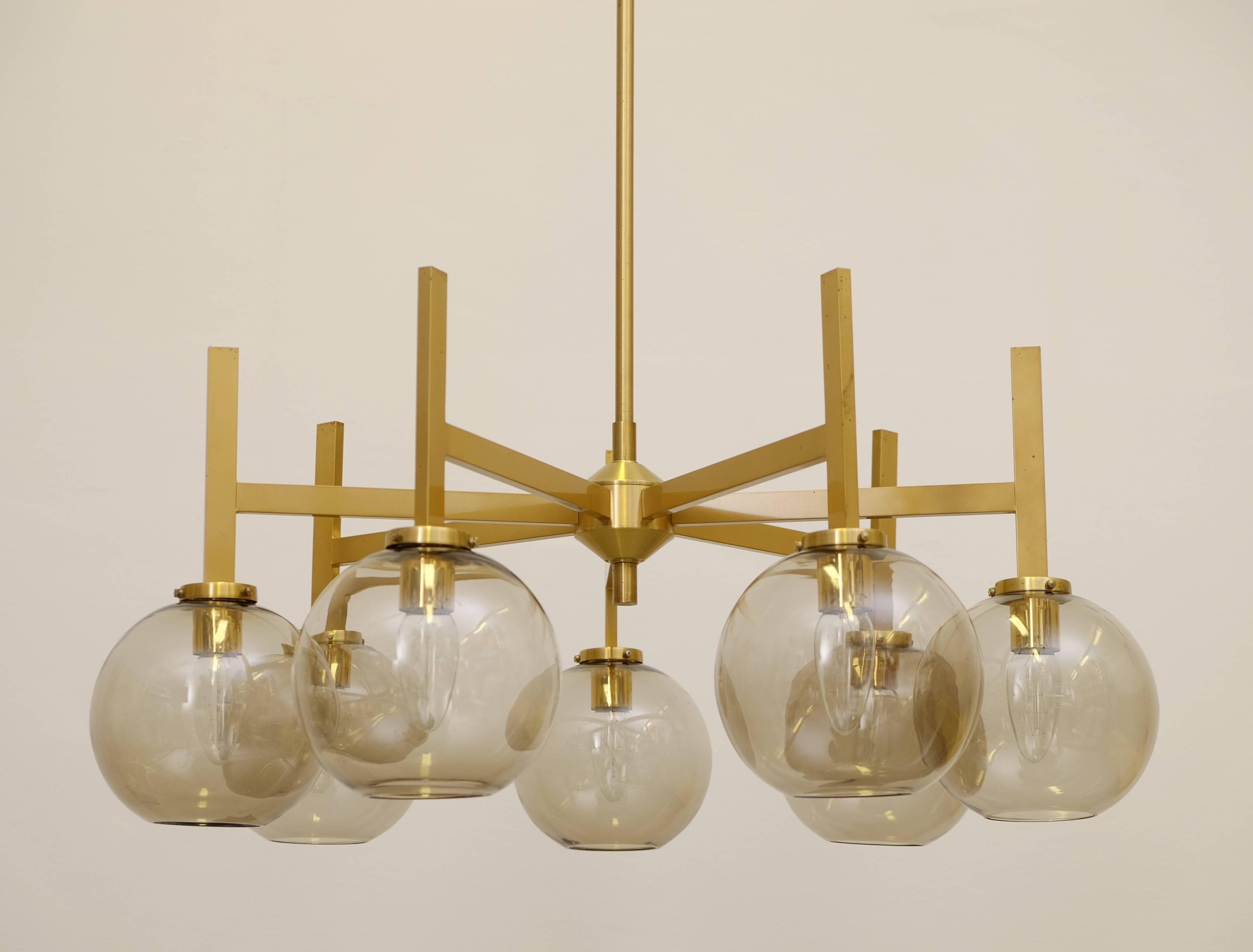 Large Brass Chandelier by Holger Johansson, Sweden, 1960s 2