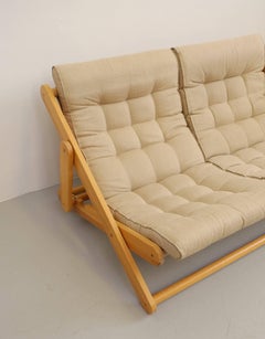Pine and Canvas Sofa, 1960s