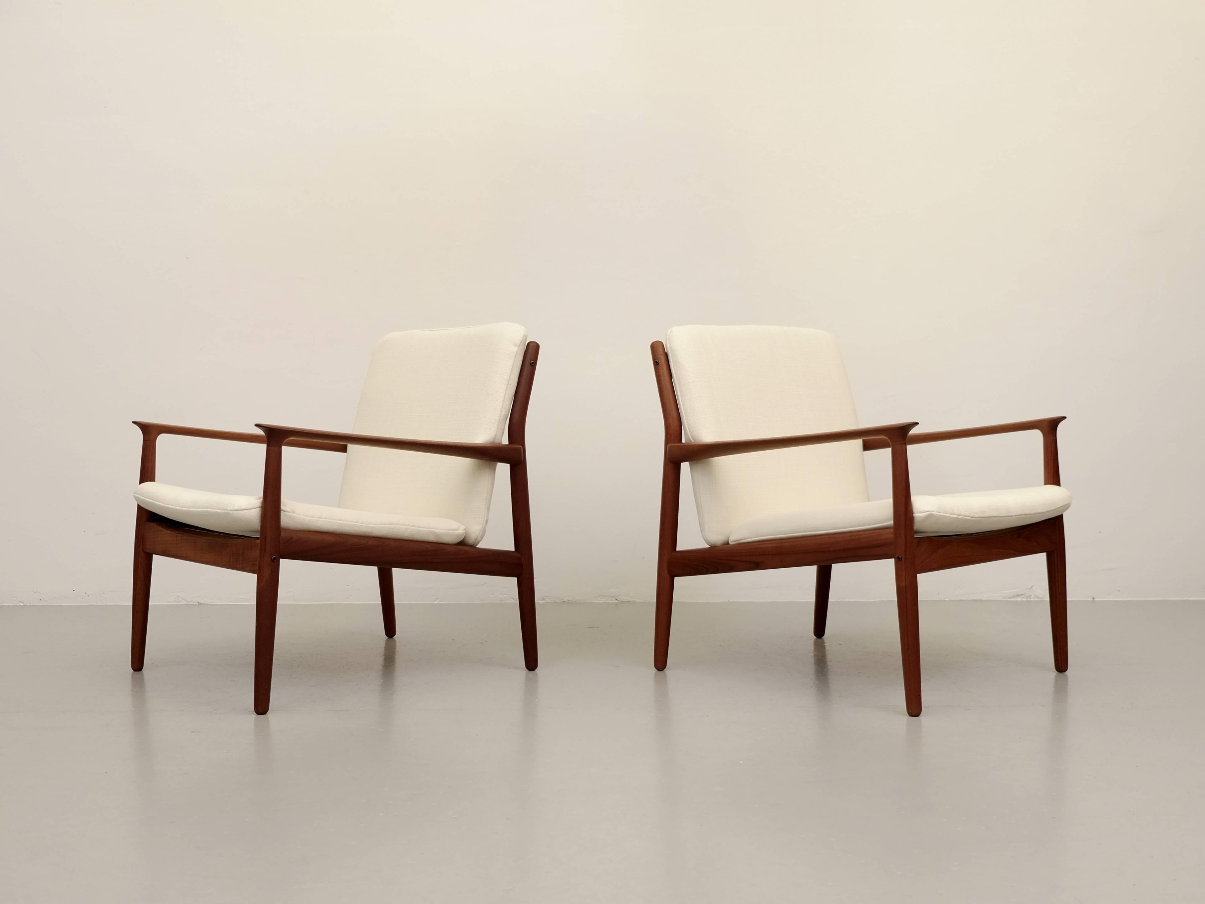 Danish Pair of Grete Jalk Easy Chairs, Denmark, 1960s