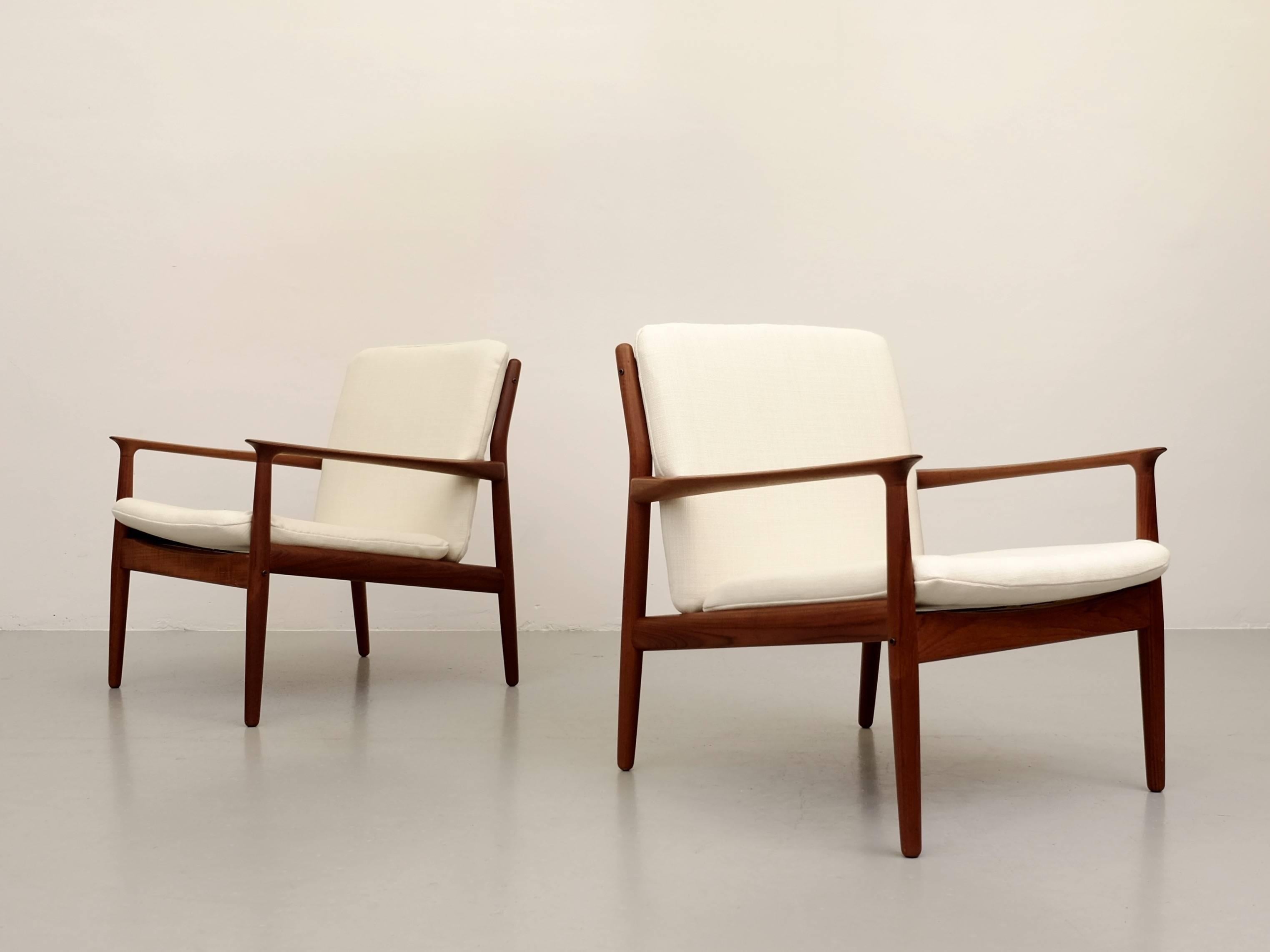 Pair of Grete Jalk Easy Chairs, Denmark, 1960s 1