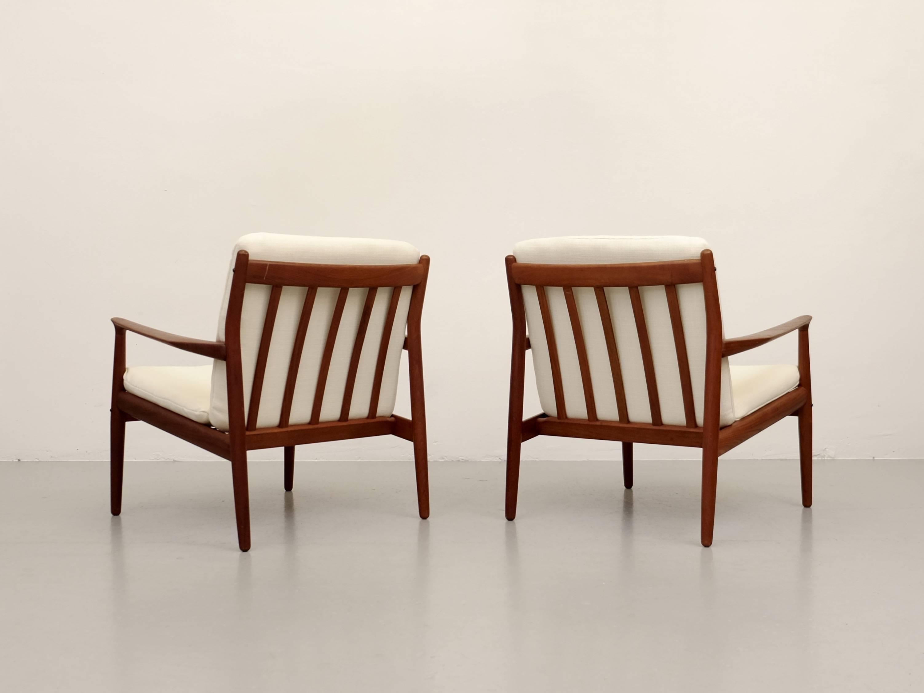 Pair of Grete Jalk Easy Chairs, Denmark, 1960s 2