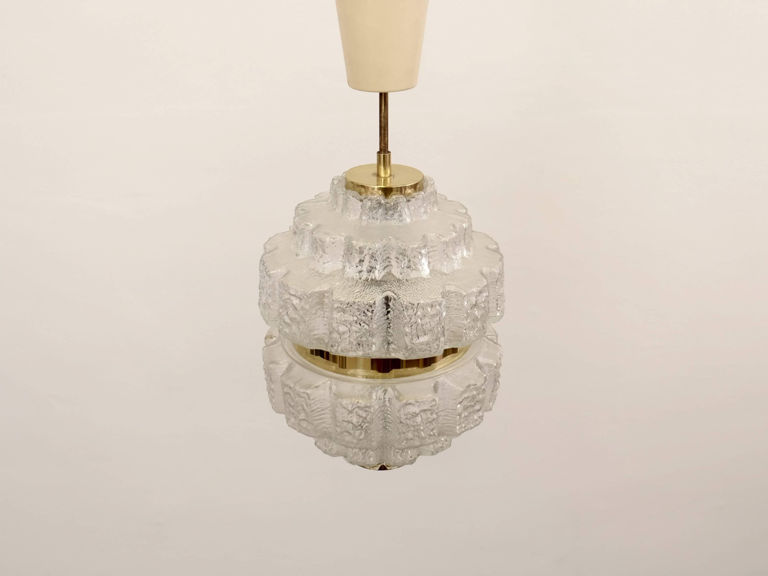 Mid-20th Century Set of Ten Crystal Glass and Brass Pendants, Sweden, 1960s For Sale