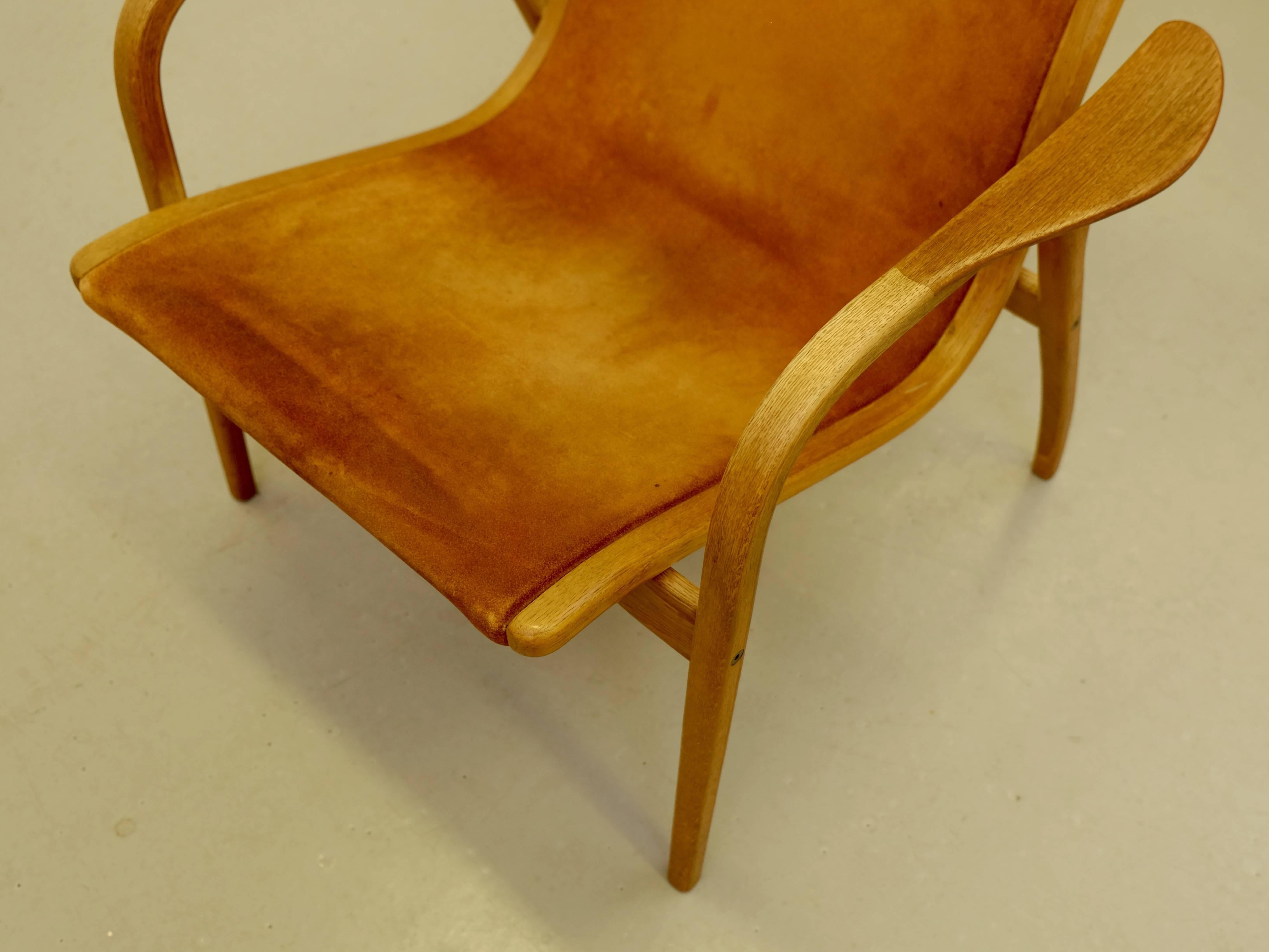 Scandinavian Modern Lamino Chair in Suede by Yngve Ekström for Swedese, 1964