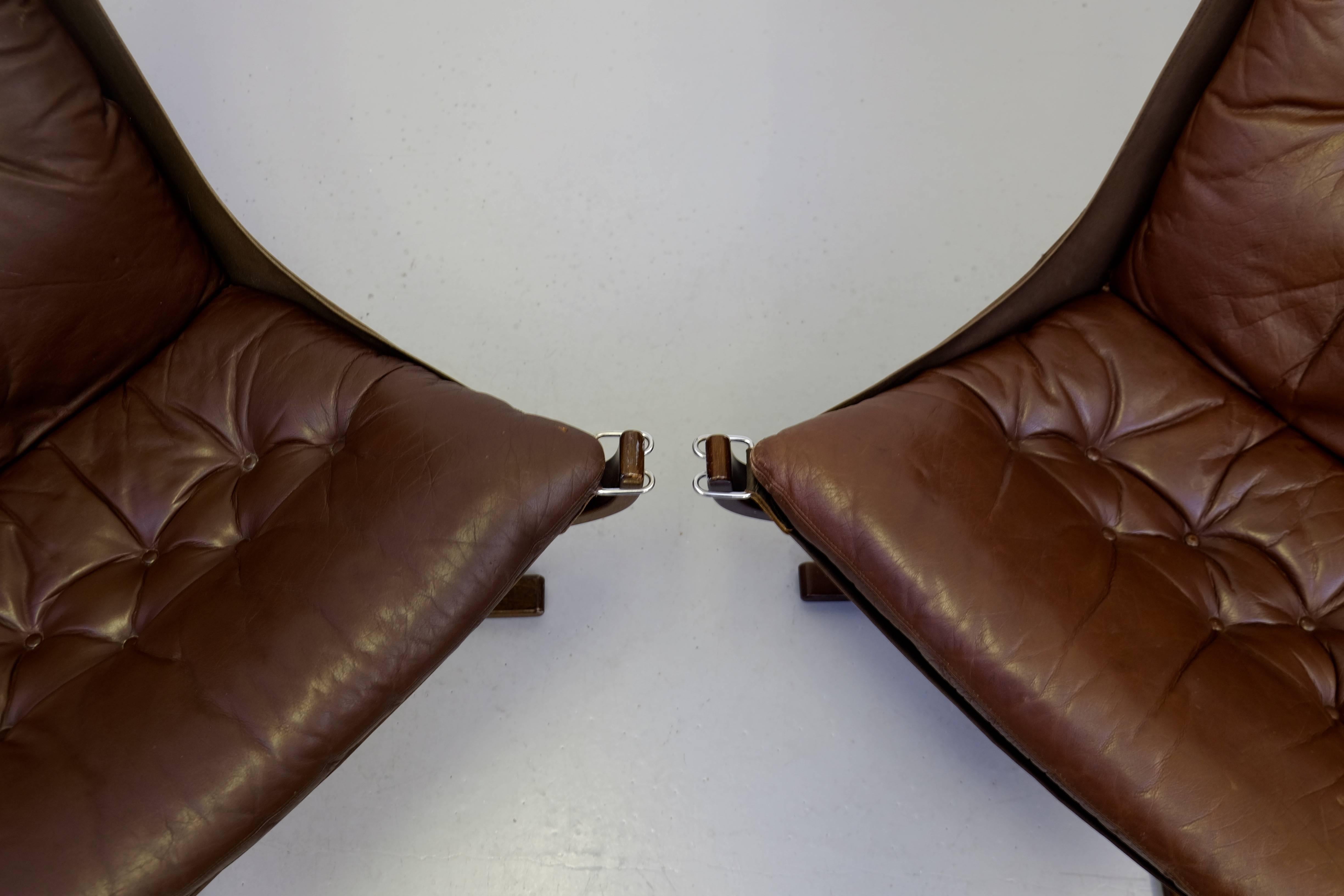 Pair of High Back Falcon Chairs by Sigurd Ressell, Norway, 1970s 1