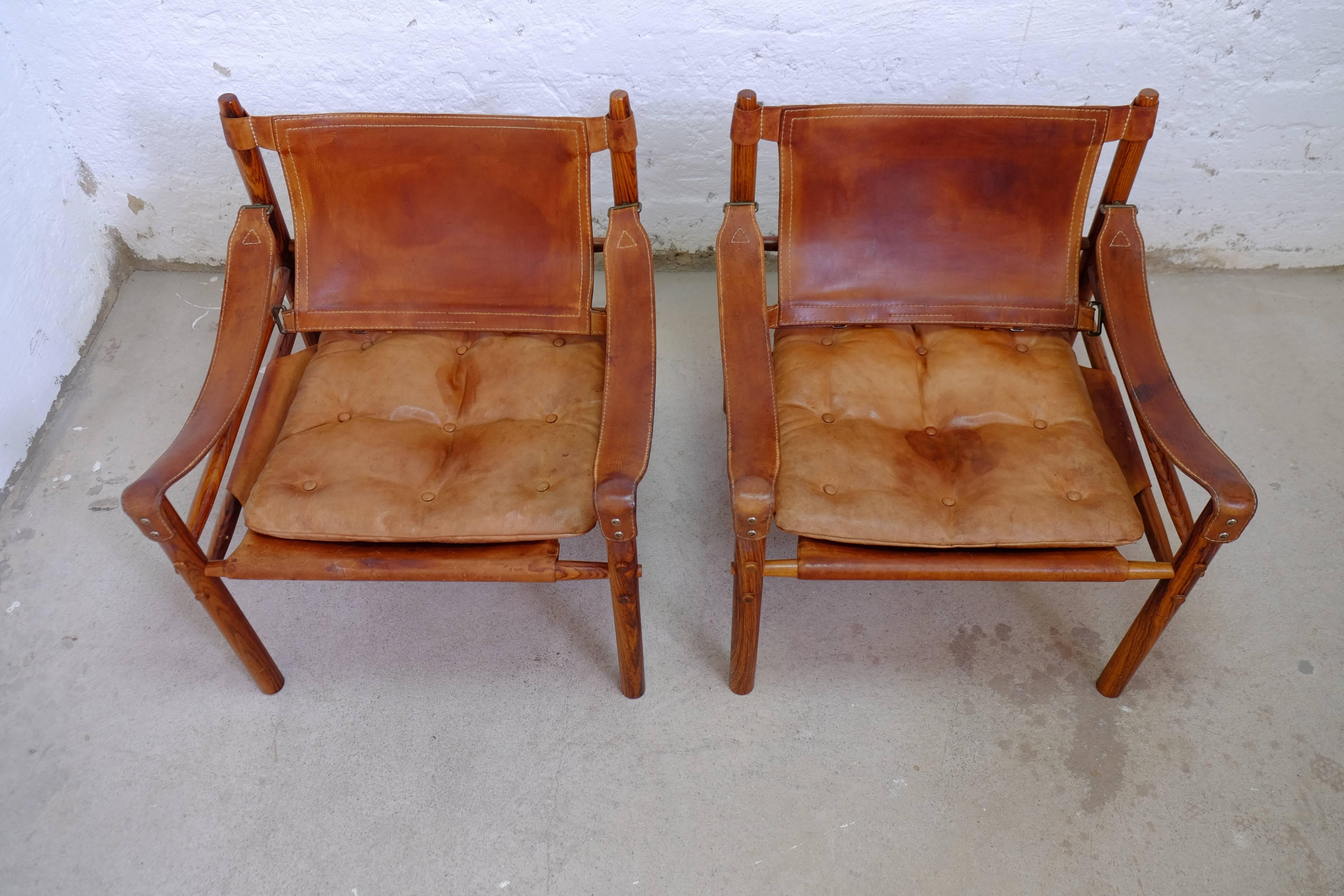 Brass Arne Norell Easy Chairs Model Sirocco