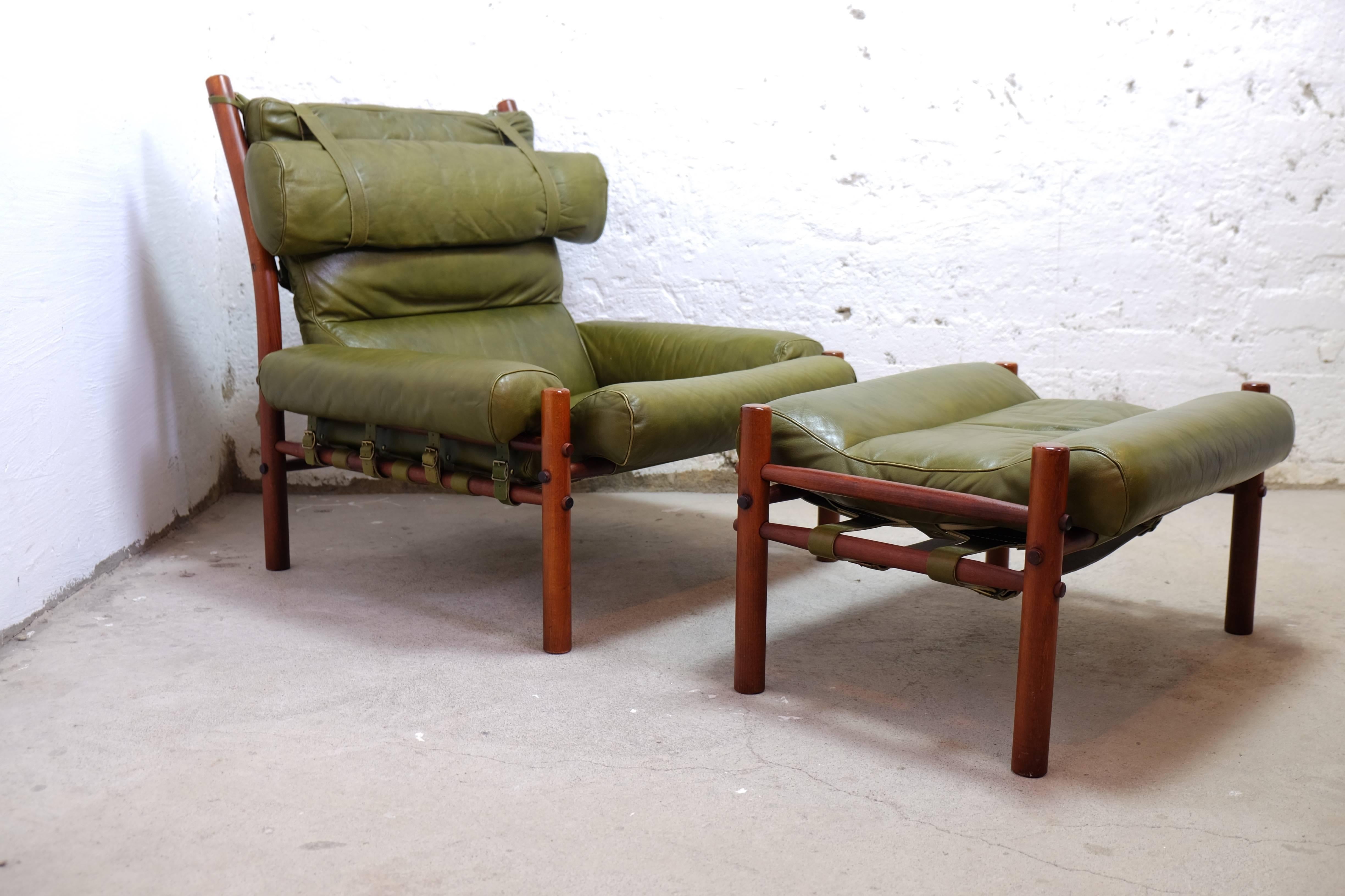 Mid-20th Century Arne Norell Easy Chairs with Stools Model Inca