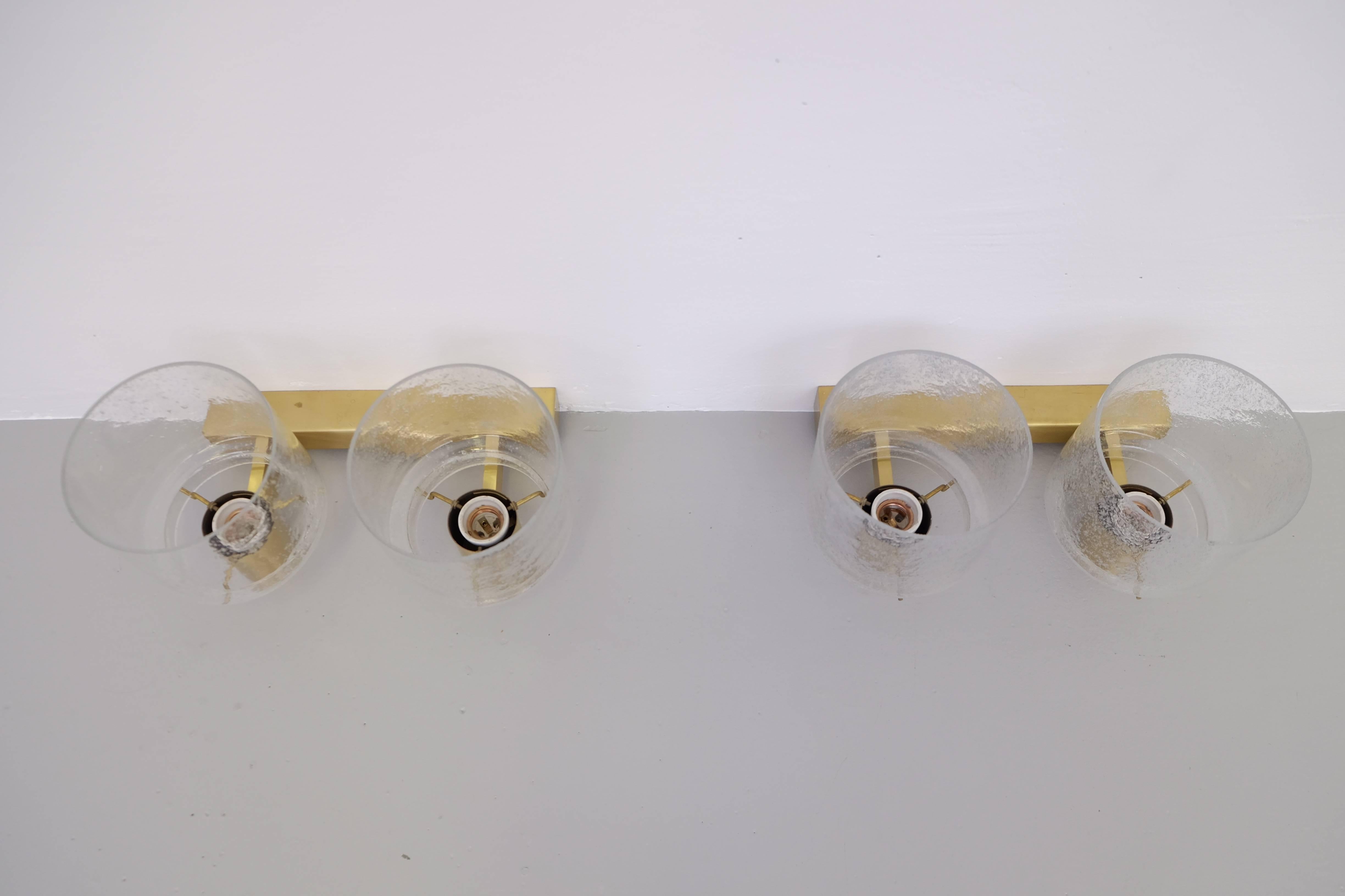 Scandinavian Modern Pair of Swedish Brass Wall Lamps by Boréns, 1960s For Sale