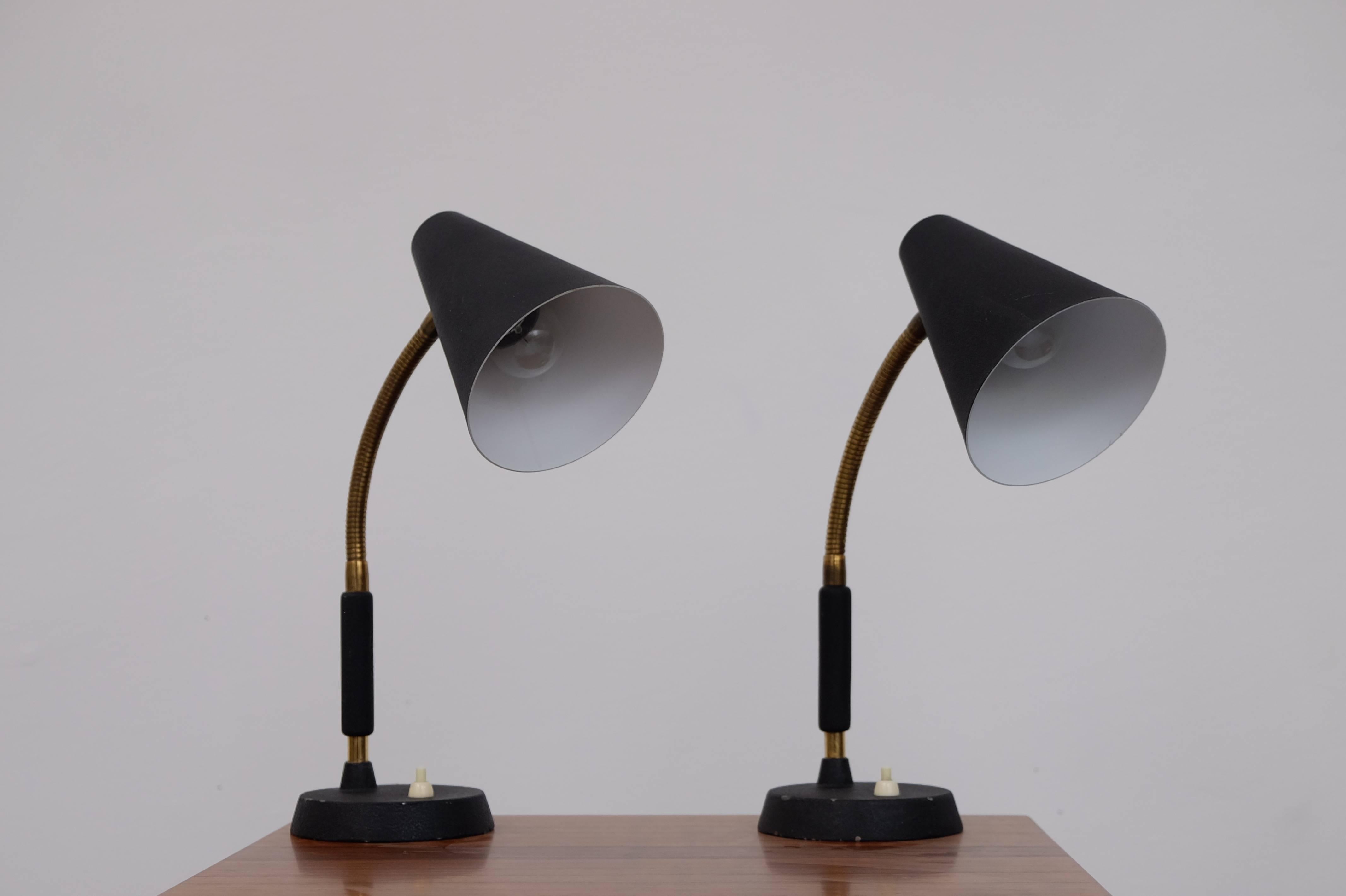 Pair of Swedish Brass Table Lamps, 1950s 4