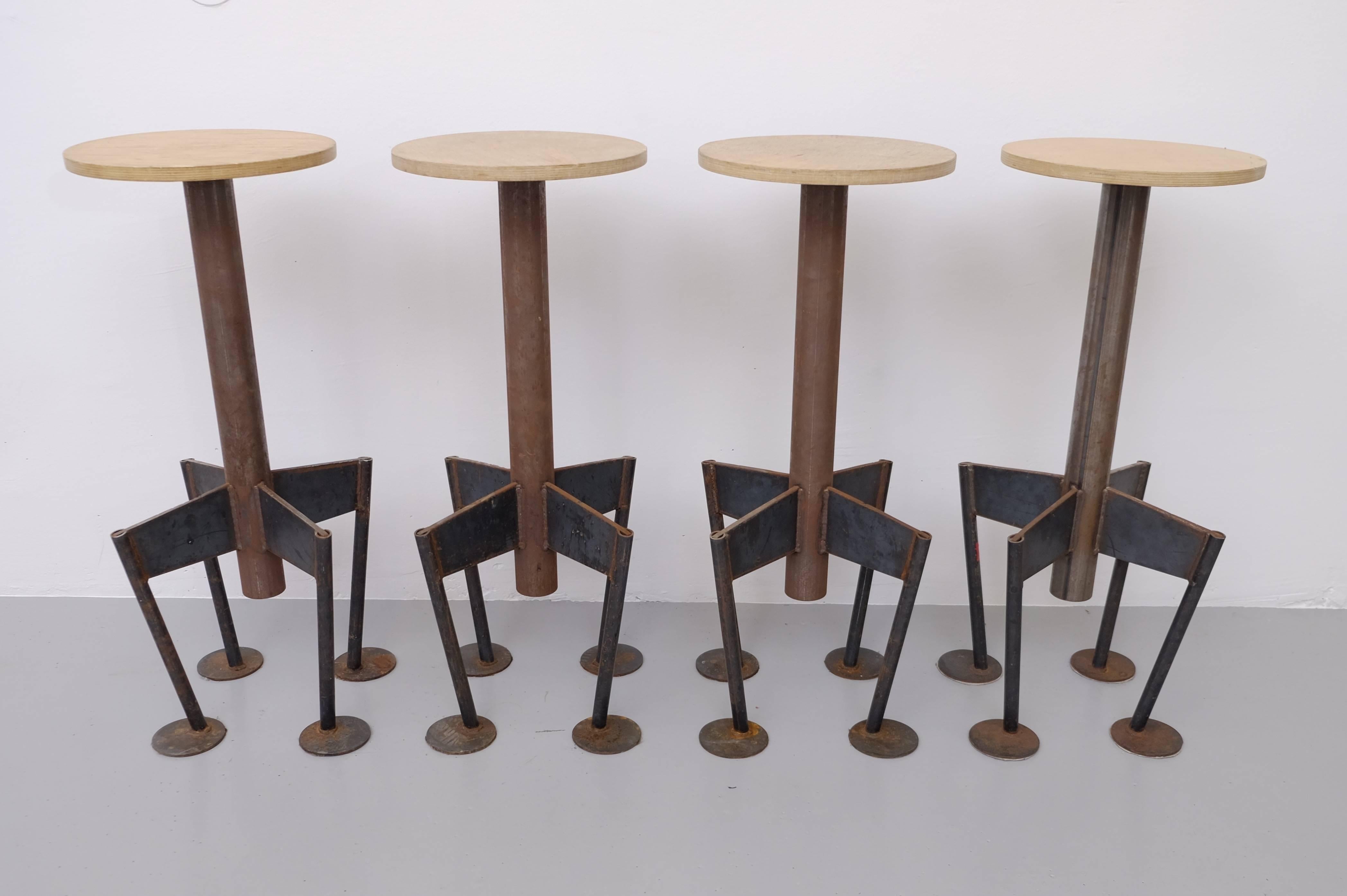Rare Set of 8 Bar Stools by Arpad Földessy, 1980s In Good Condition In Stockholm, SE