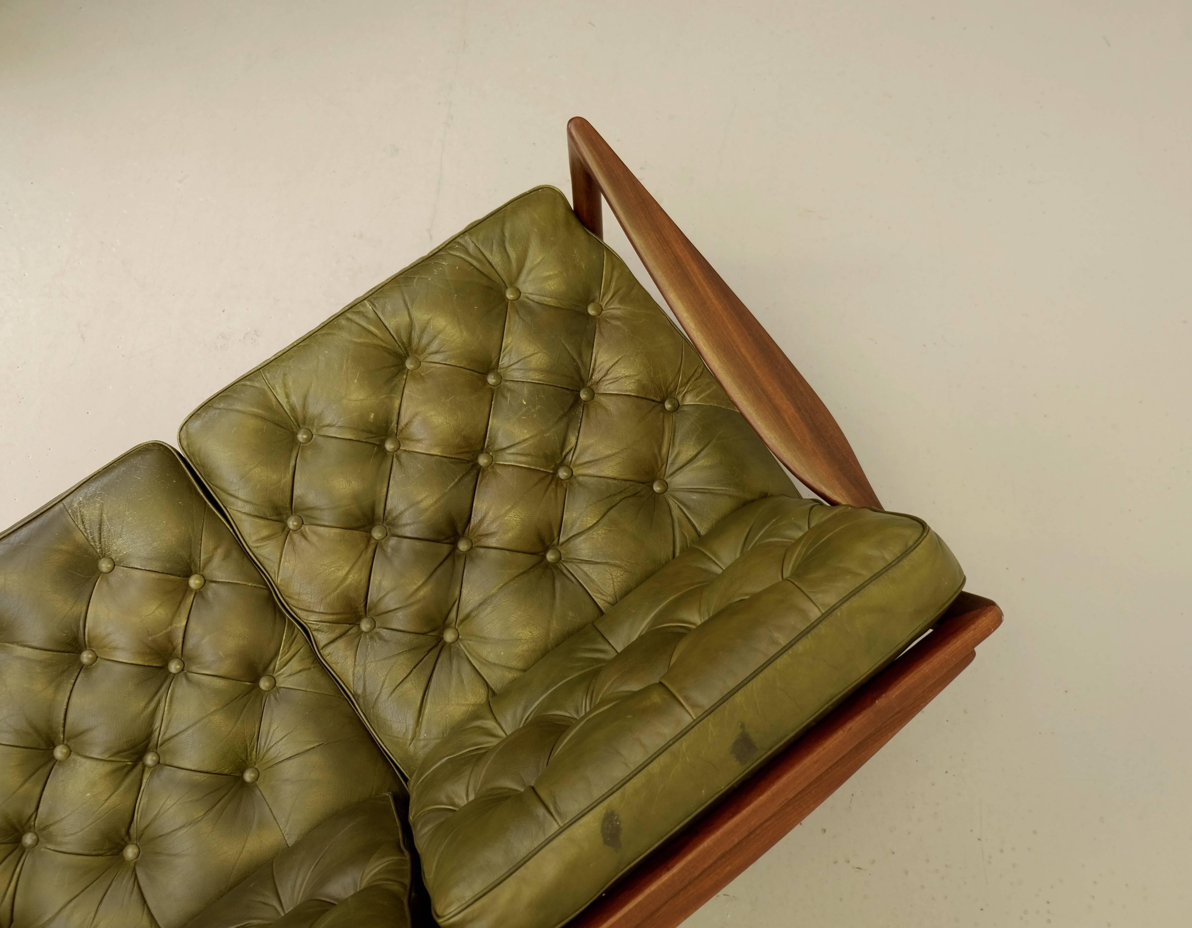 Leather Ib Kofod-Larsen Sofa Model Kandidaten, 1950s