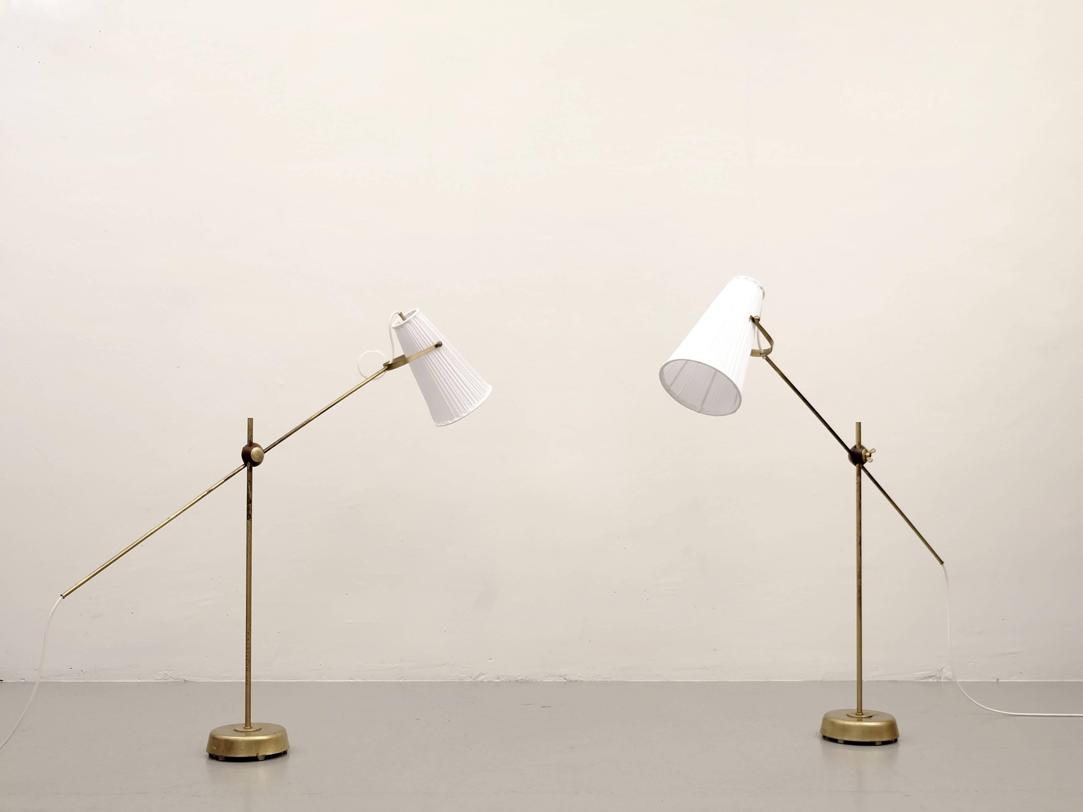 Brass Pair of Floor Lamps by Hans Bergström, 1950s