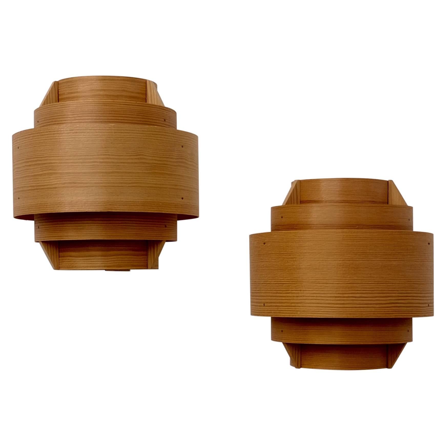 Pair of Pine Wall Lamps by Hans-Agne Jakobsson