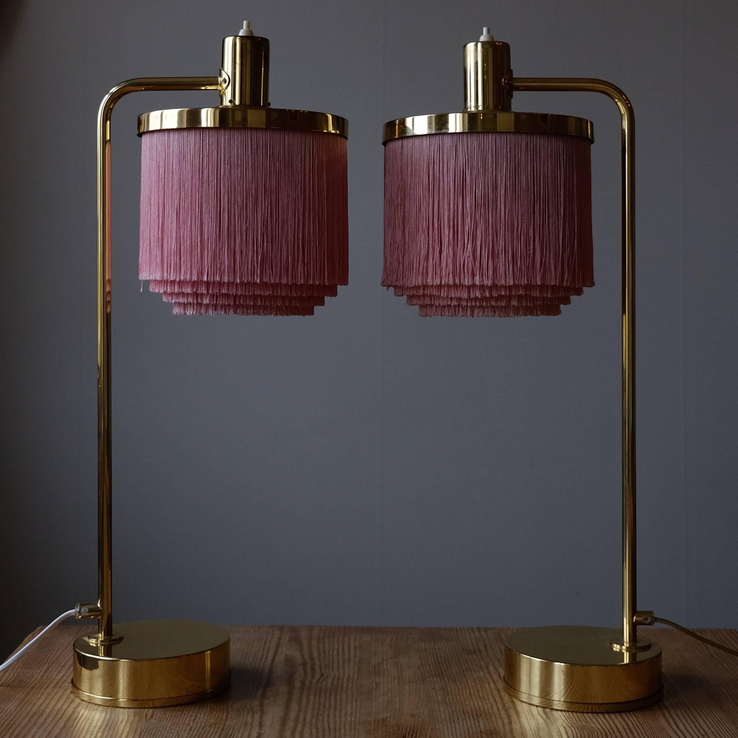 Swedish Hans-Agne Jakobsson Model B-140 Brass Table Lamps, 1960s