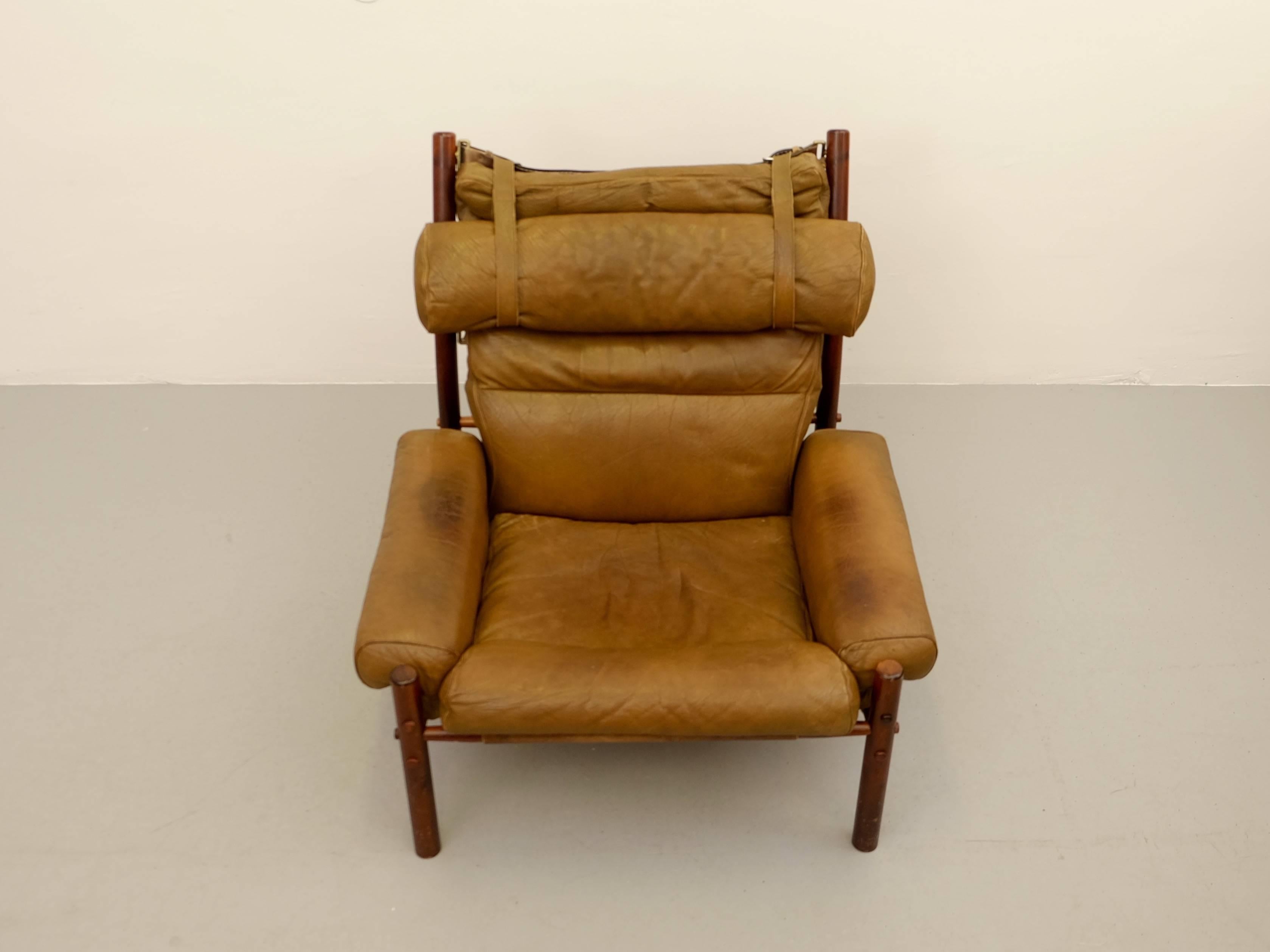 Brass Arne Norell Easy Chair Model Inca, 1960s