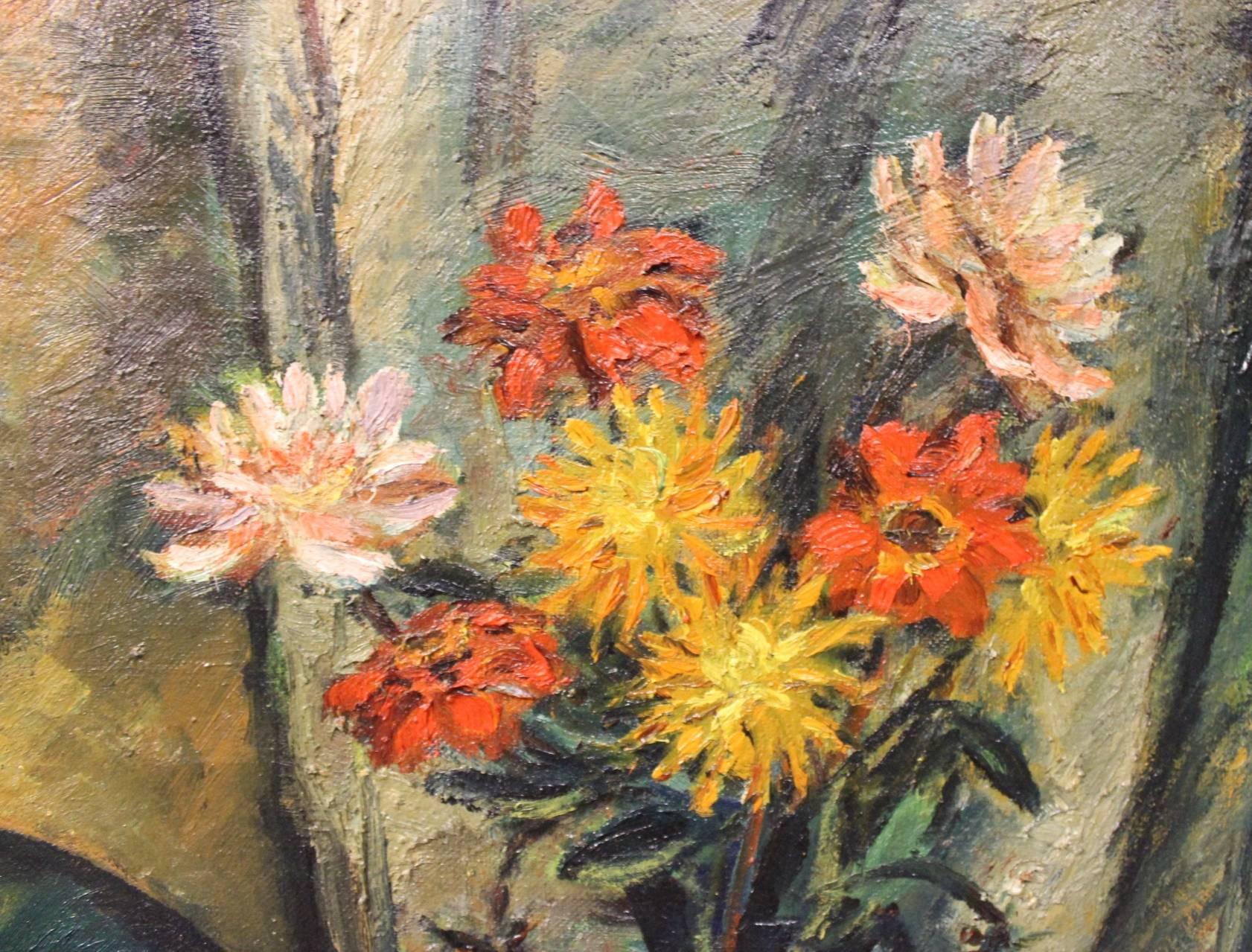 Danese Pittura a olio su tela con cornice Simpel di Ejner Johansen, 1948 in vendita