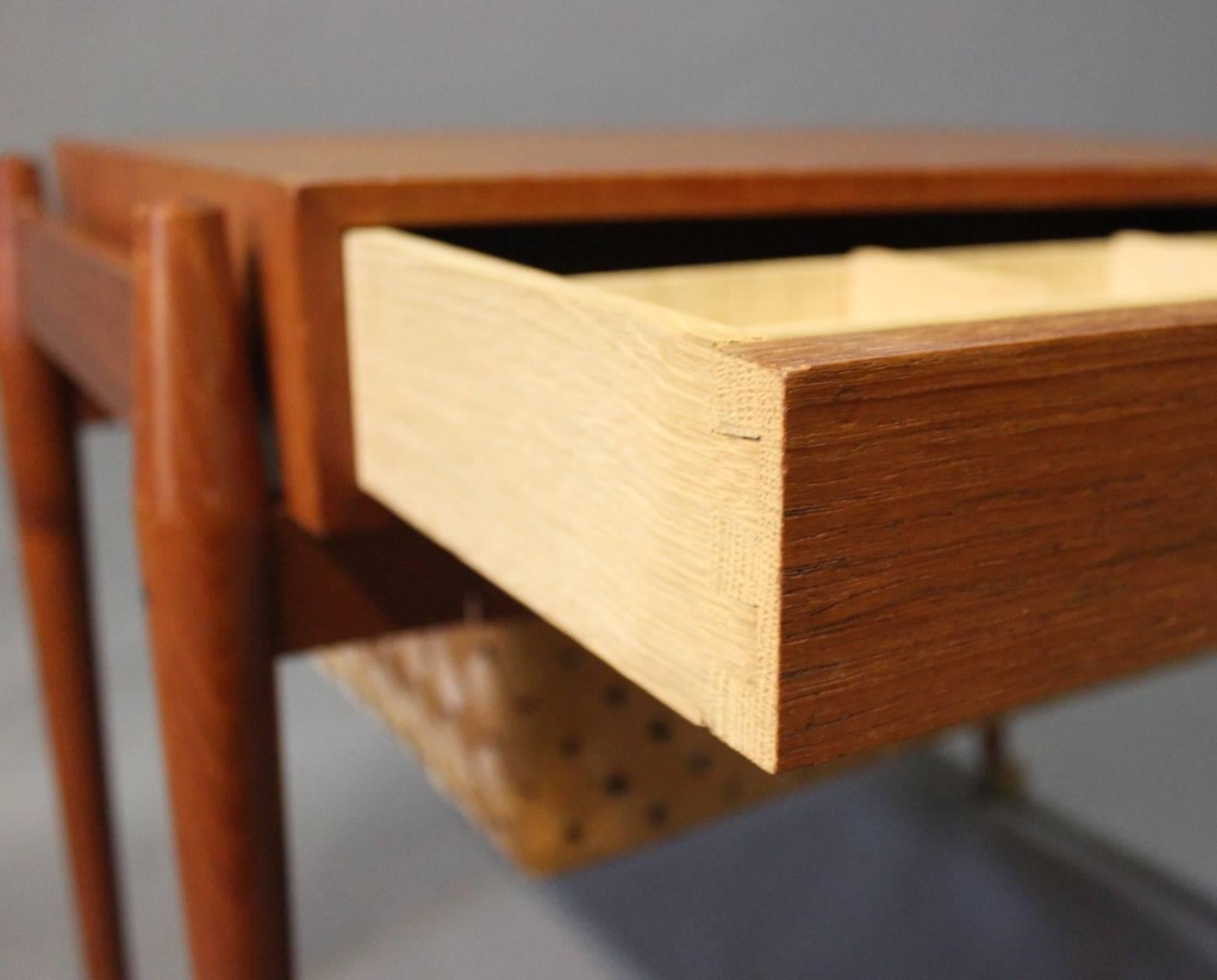 Papercord Small Sewing/Work Table in Teak, Danish Design, 1960s