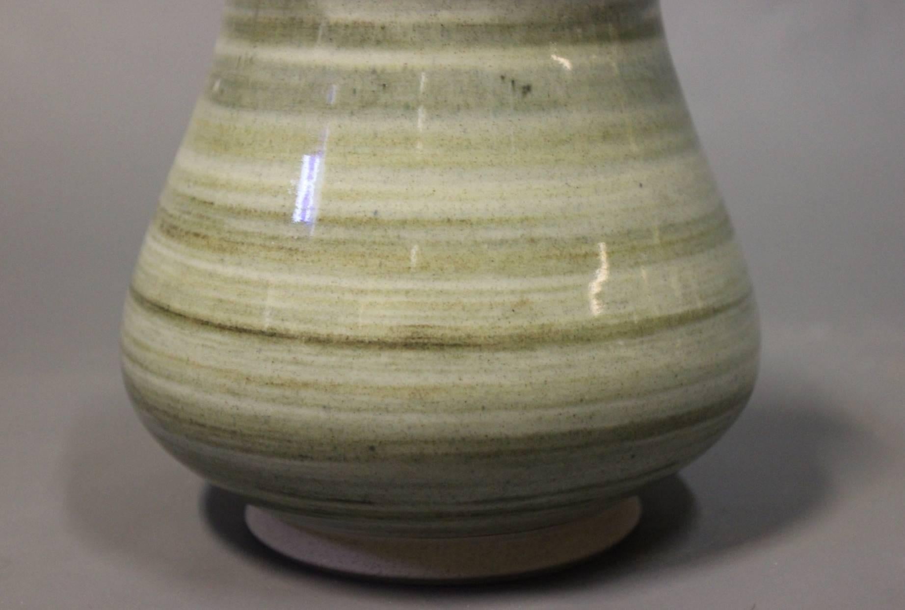 Swedish Ceramic Vase with a Green Glaze by Höganäs, 1960s