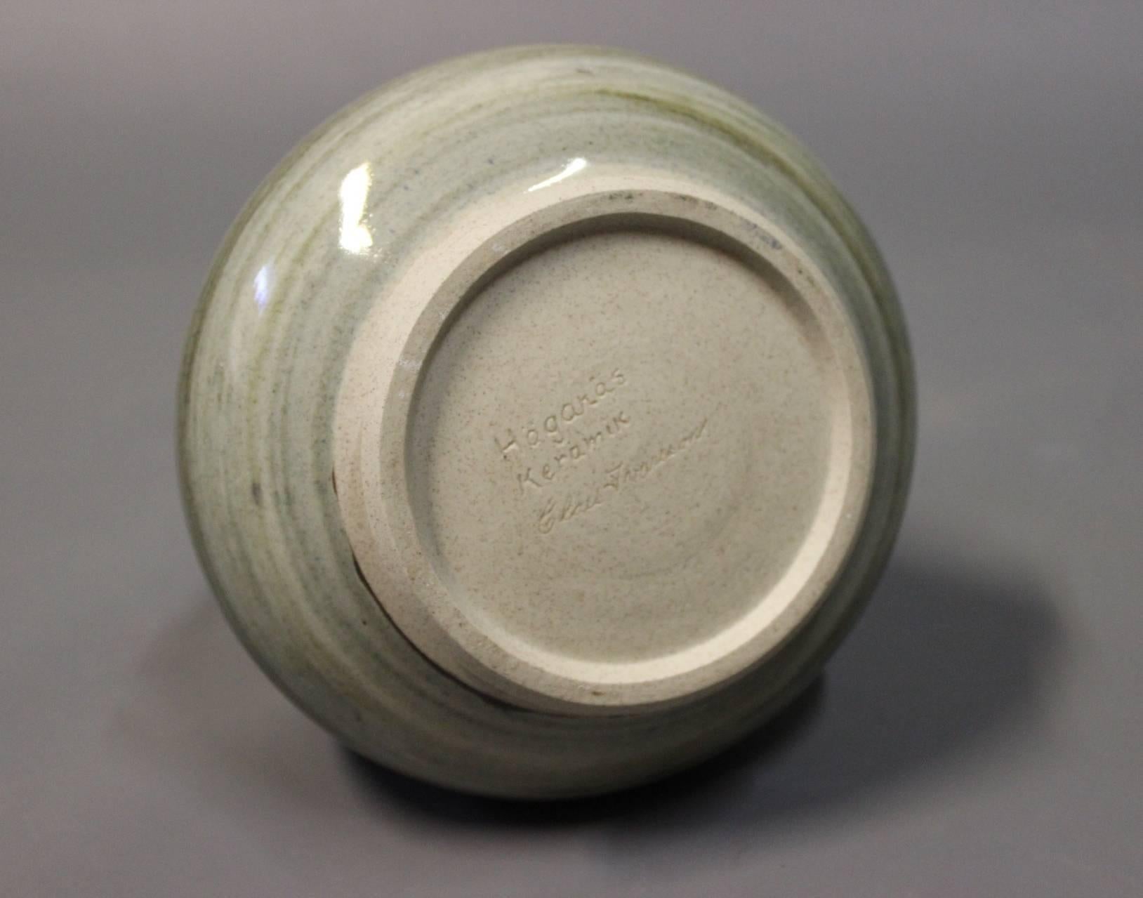 Glazed Ceramic Vase with a Green Glaze by Höganäs, 1960s