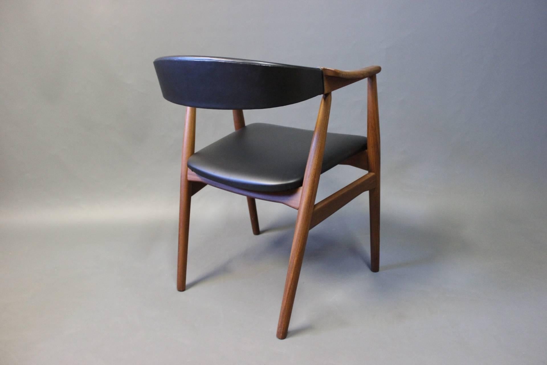 Scandinavian Modern Armchair in Teak and Artificial Leather of Danish Design, 1960s