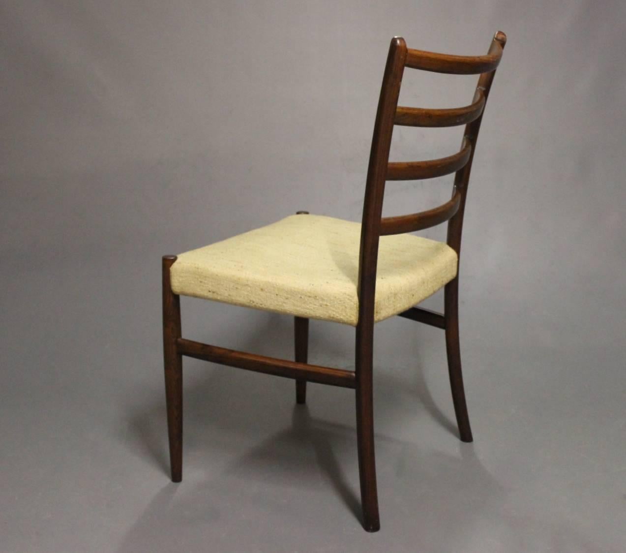 Danish Set of Six Dining Room Chairs in Rosewood by N. O. Møller, 1960s