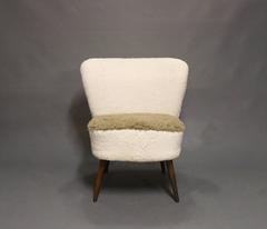 Low Easy Chair in Light Fabric and Legs of Rosewood of Danish Design, 1970s