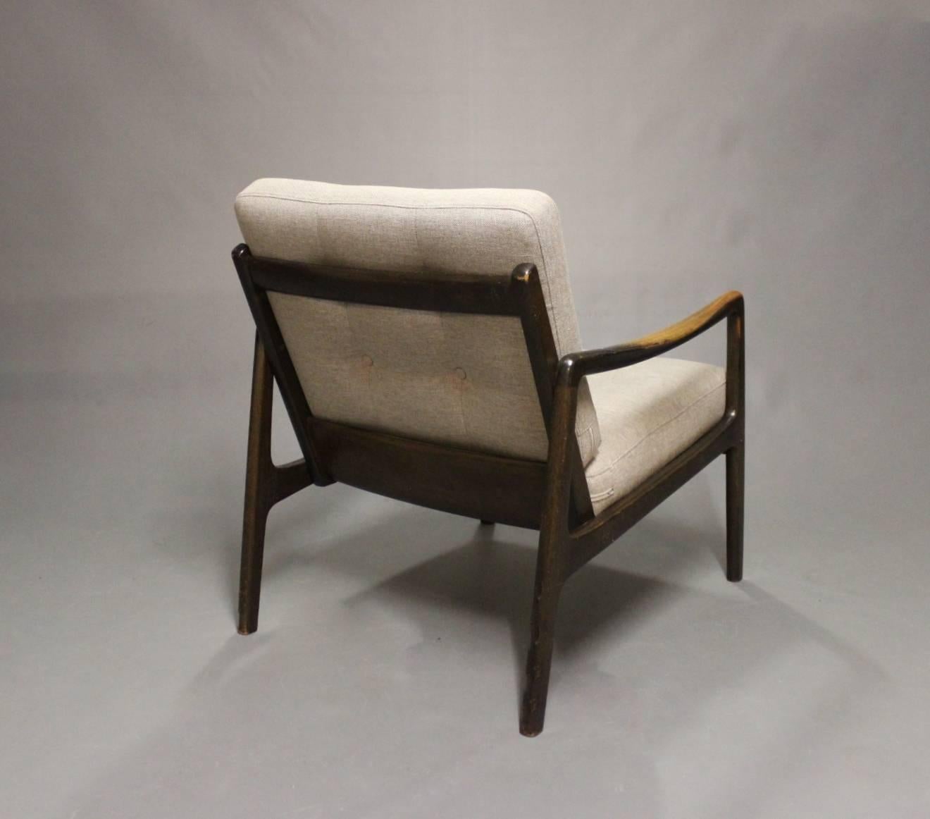 Scandinavian Modern Easy Chair in Teak and Grey Wool Seats of Danish Design from the 1960s For Sale