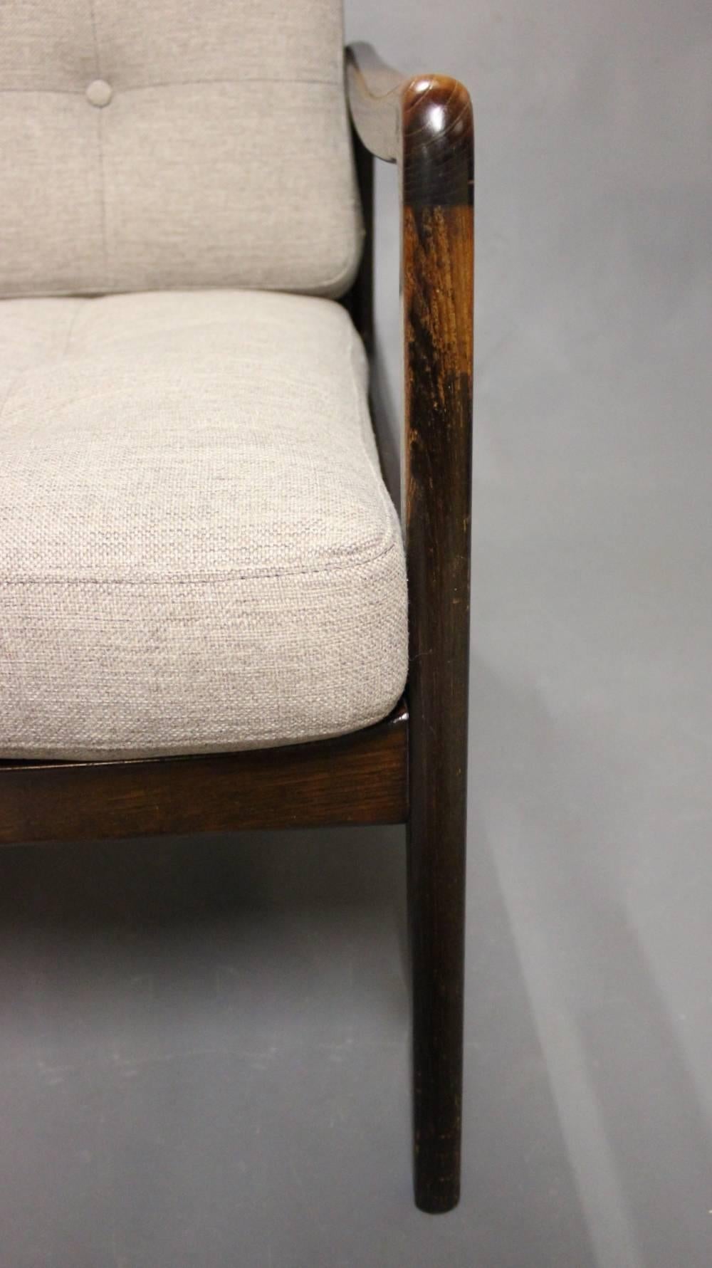 Mid-20th Century Easy Chair in Teak and Grey Wool Seats of Danish Design from the 1960s For Sale