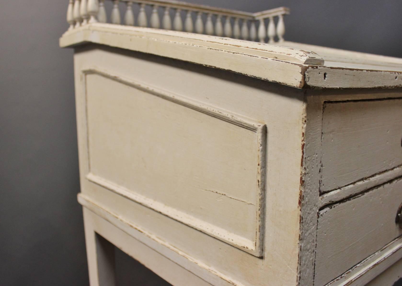 Mid-19th Century Grey Painted Writing Desk in the Style Gustavian from the 1840s For Sale