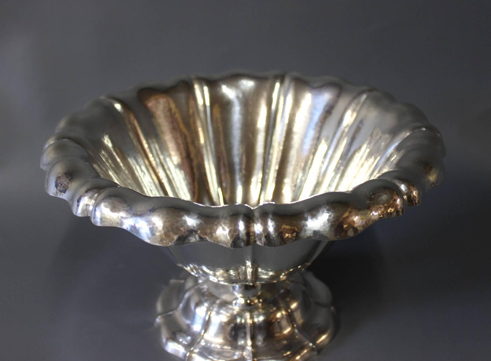Large Bowl on Foot/Centerpiece in 835 Silver Stamped E. Timmermann and Numbered  In Good Condition In Lejre, DK
