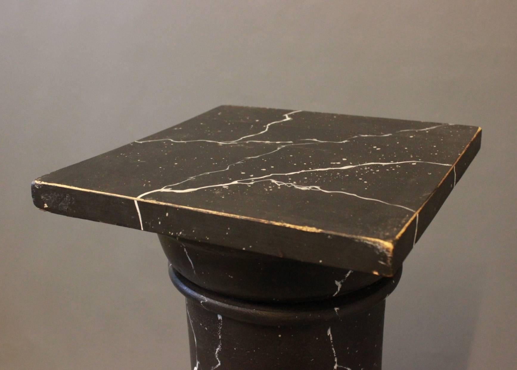 Other Marbled Pedestal of Black and White Painted Wood, 1930s For Sale