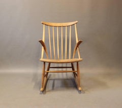 Rocking Chair in Soap Treated Oak Designed by Illum Wikkelsø, 1960s