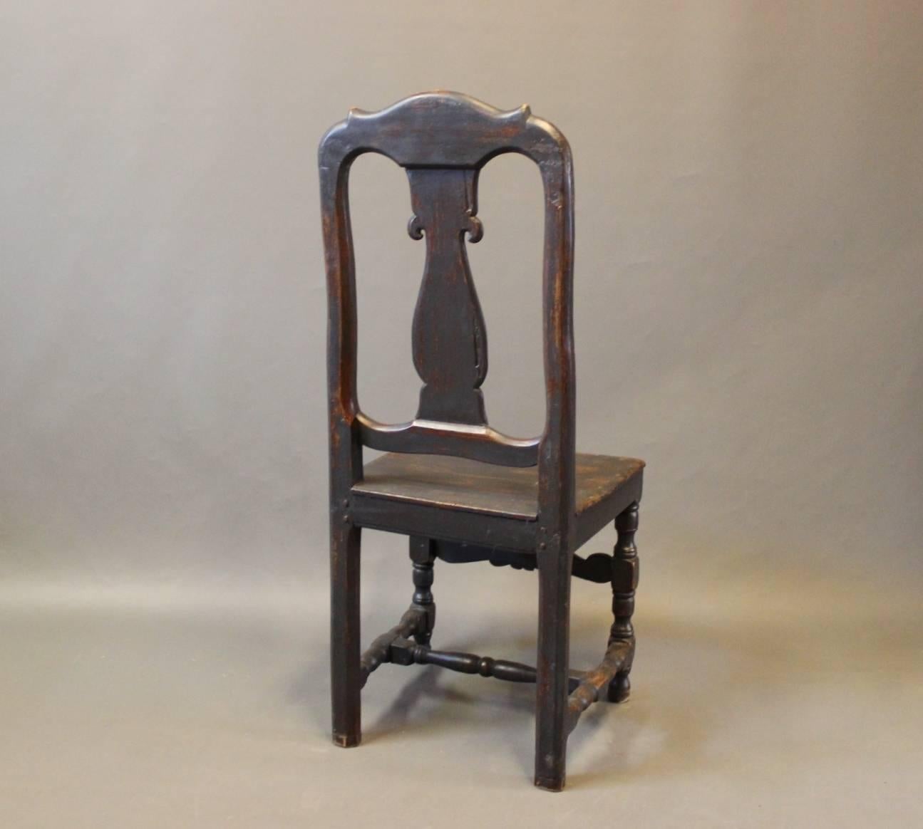 Barocker Stuhl aus bemaltem Holz, ca. 1860er Jahre (Dänisch)