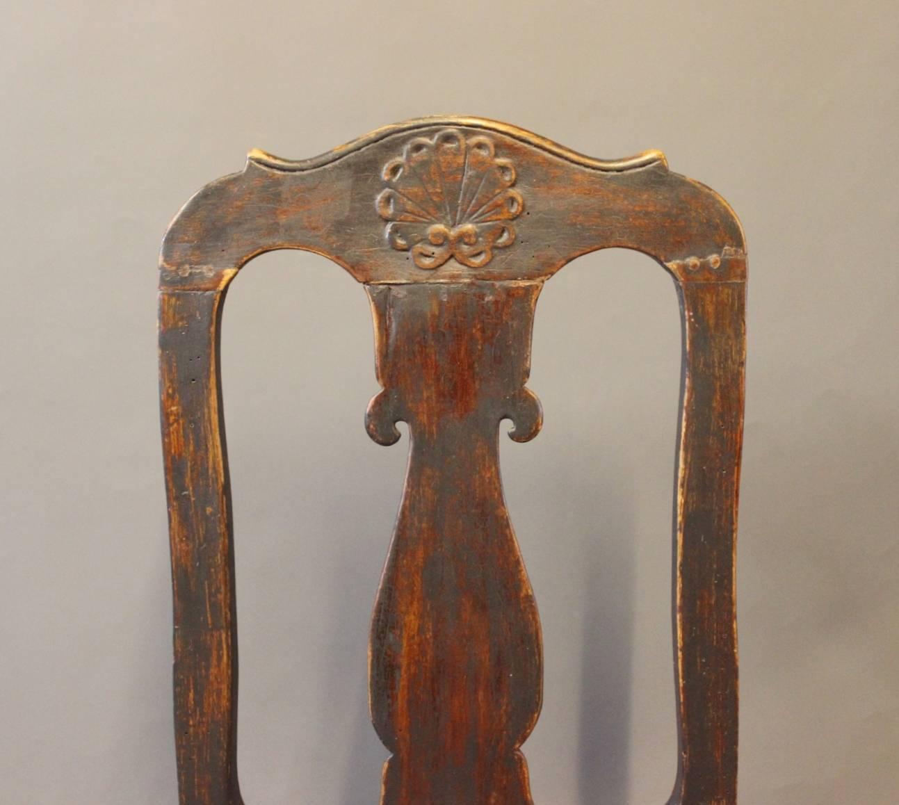 Barocker Stuhl aus bemaltem Holz, ca. 1860er Jahre (Gemalt)