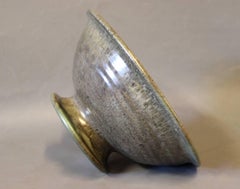 Ceramic Bowl on Foot with a Green Glaze Stamped DK 26, 1960s