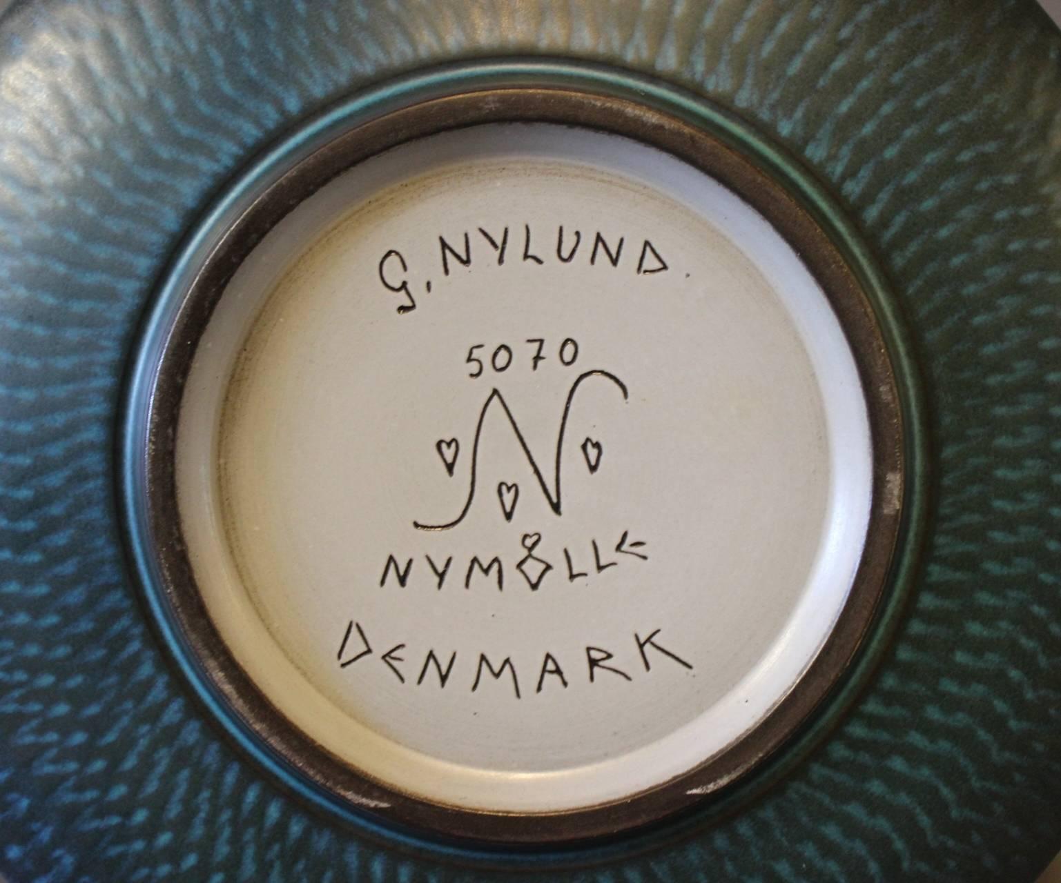Danish Dark Blue Ceramic Dish by Gunnar Nylund for Nymølle Denmark, Numbered 5070