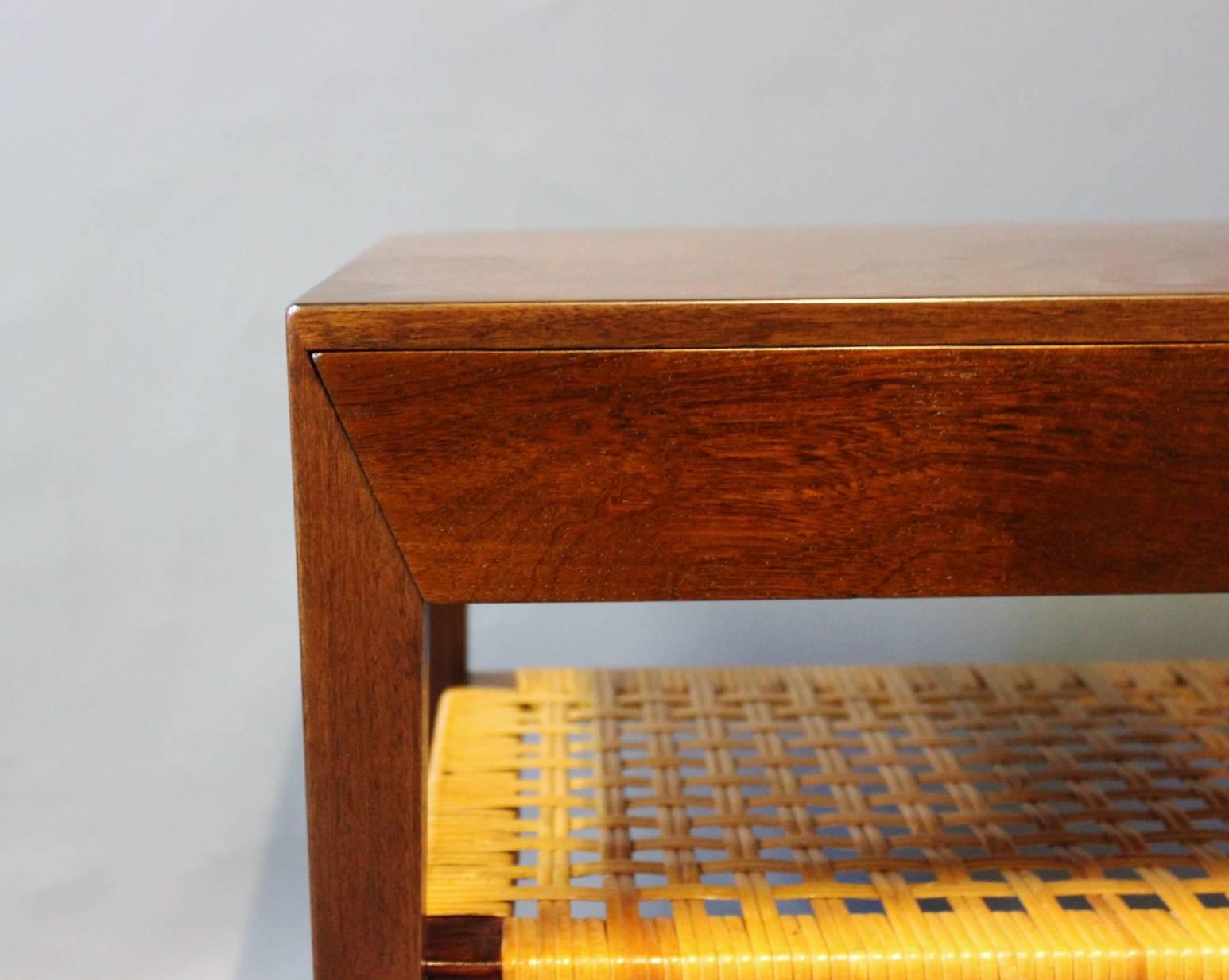Scandinavian Modern Small Bedside Table in Dark Wood by Severin Hansen and Haslev, 1960s