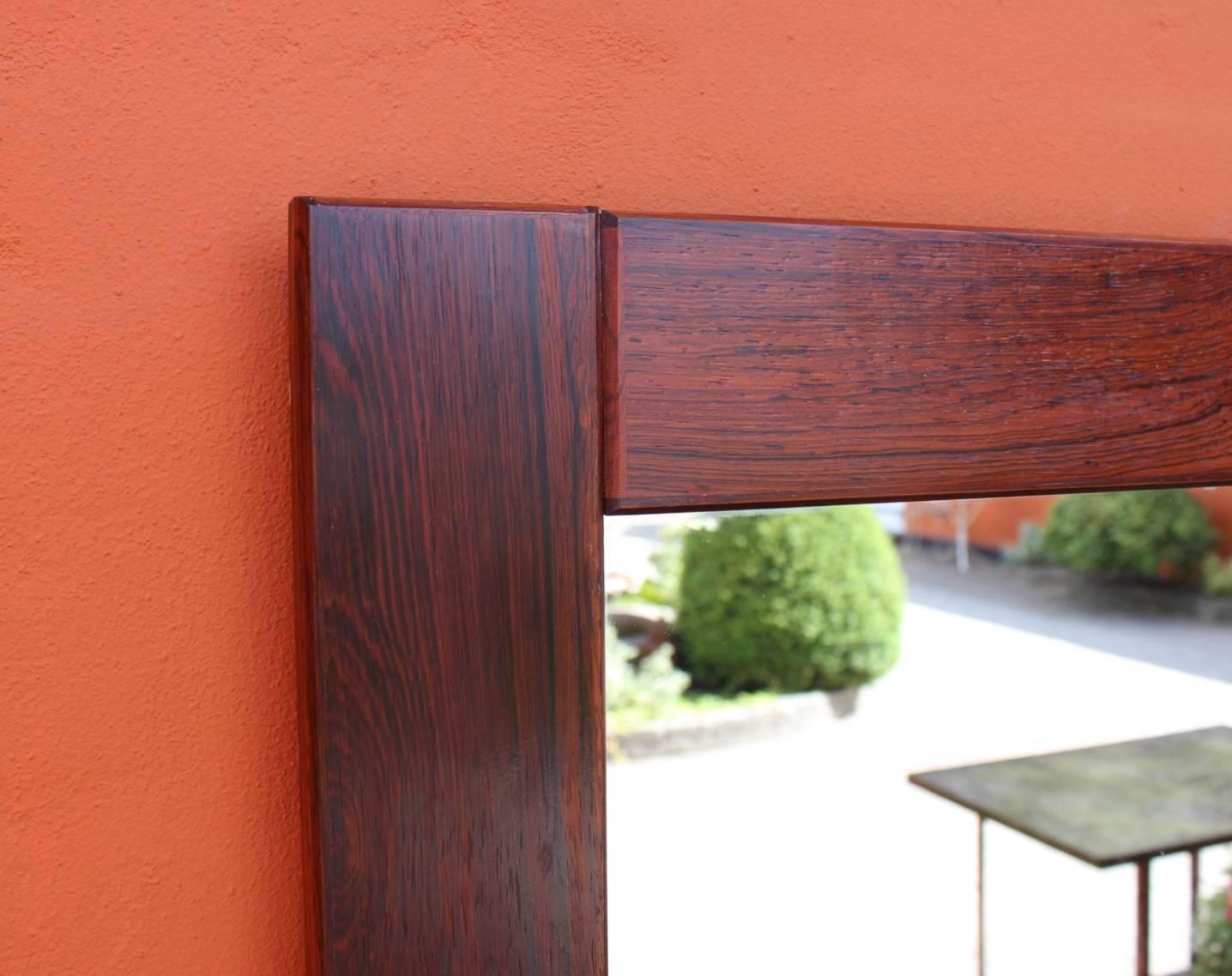 Mid-20th Century Mirror in Wide Frame in Rosewood of Danish Design, 1960s