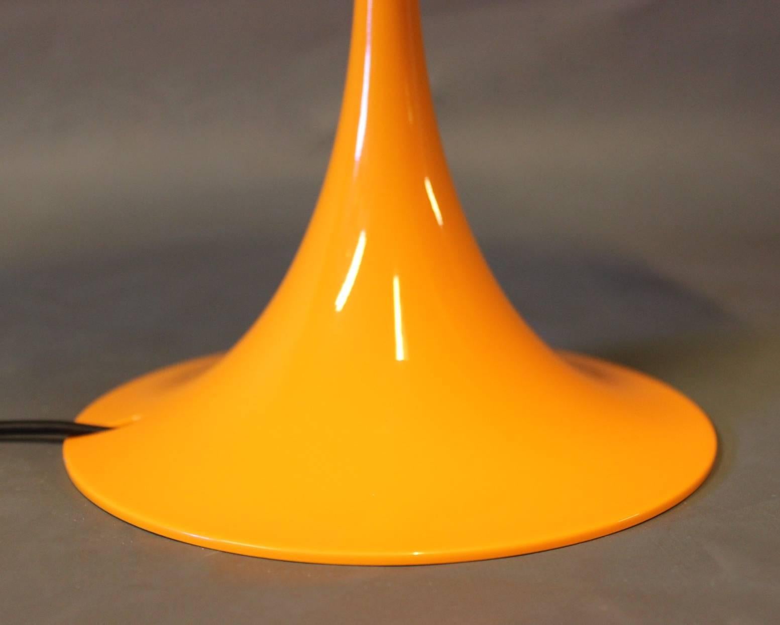 Scandinavian Modern Orange Panthella Mini Table Lamp by Verner Panton and Louis Poulsen