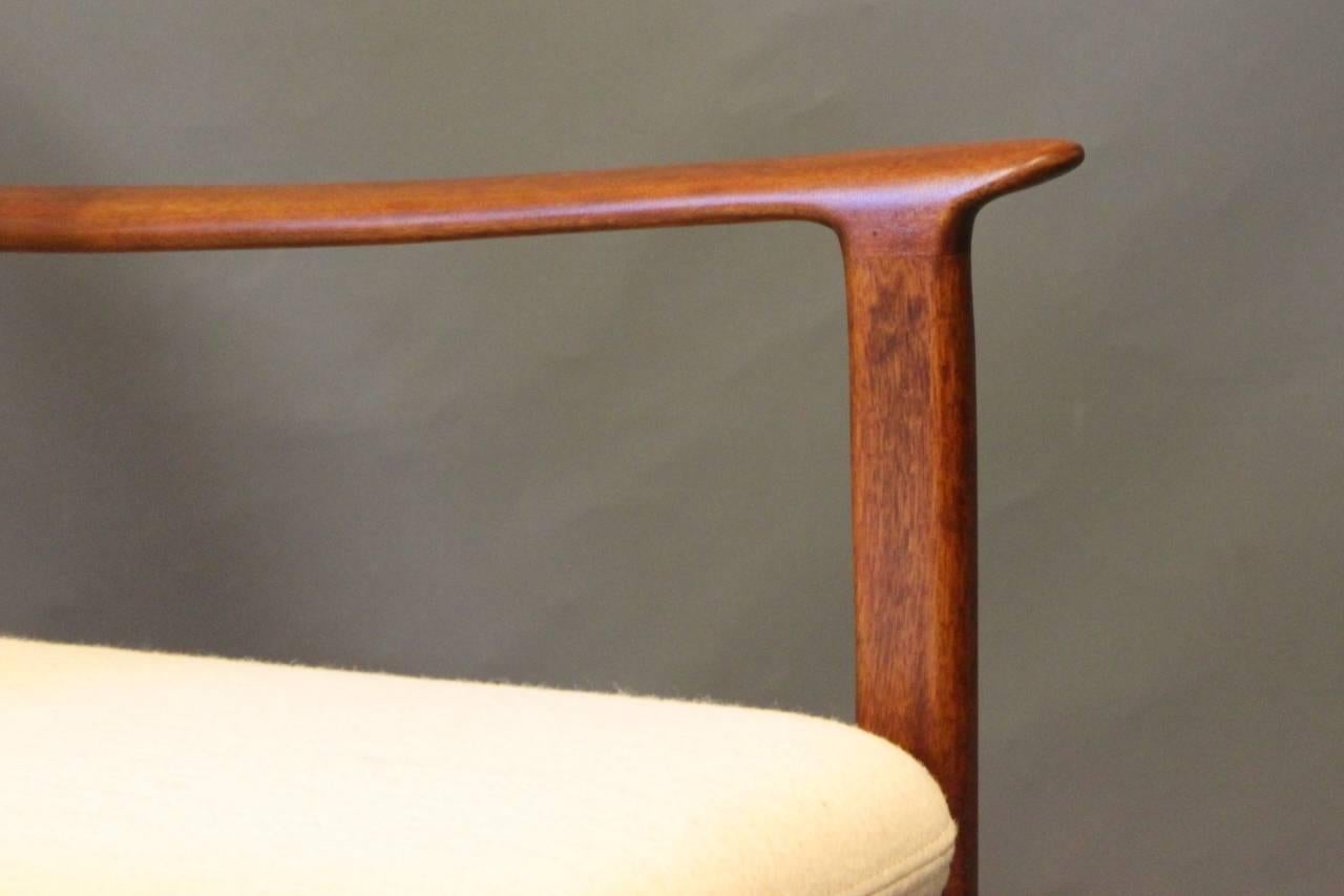 Wool PJ112 Easy Chair in Polished Mahogany by Ole Wanscher and P. Jeppesen, 1960s
