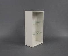 Pair of White Bookcases by Montana with Glass Shelves