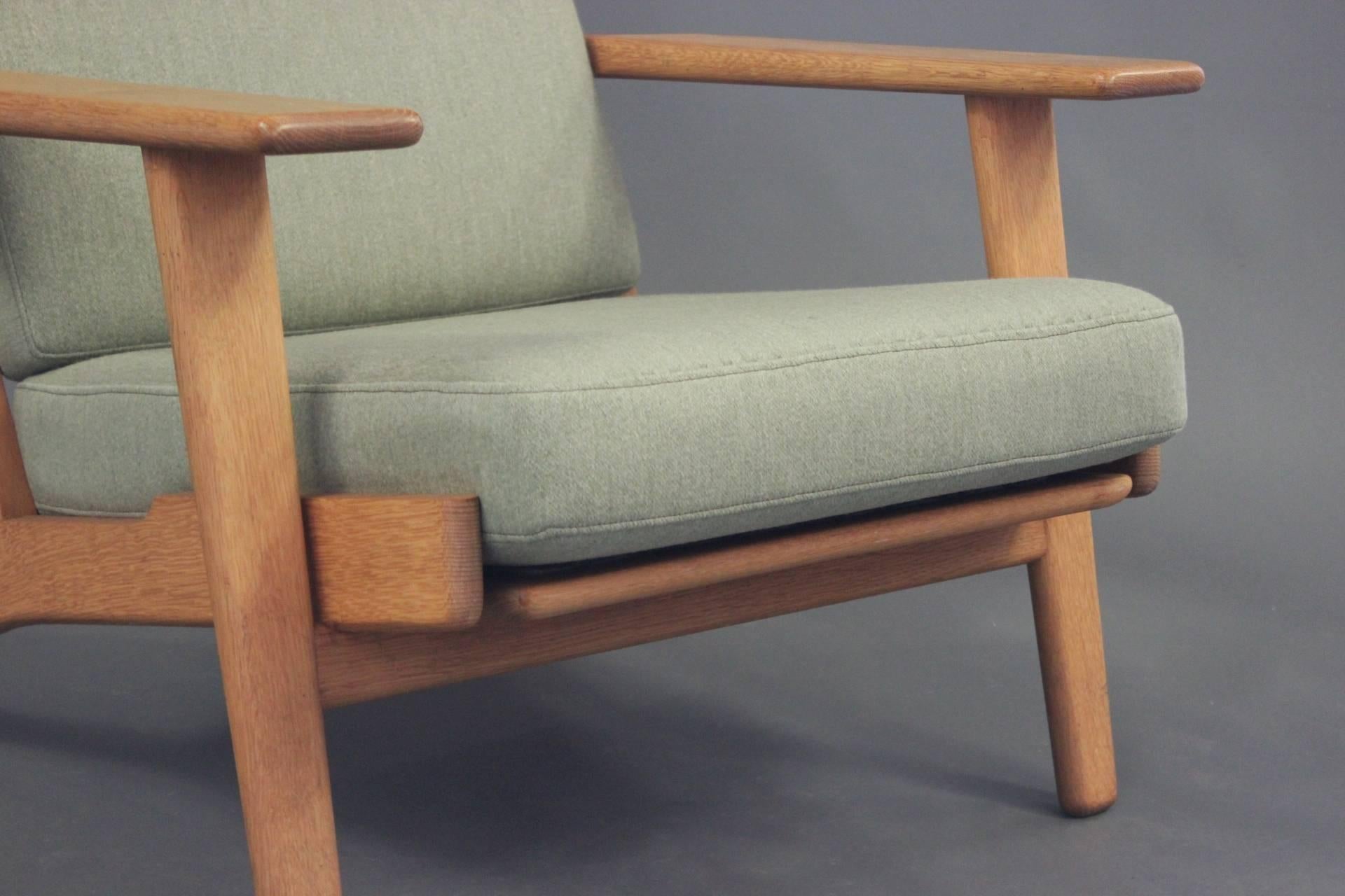 Mid-20th Century Armchair, Model GE290, and Stool, by Hans J. Wegner and GETAMA, 1960s