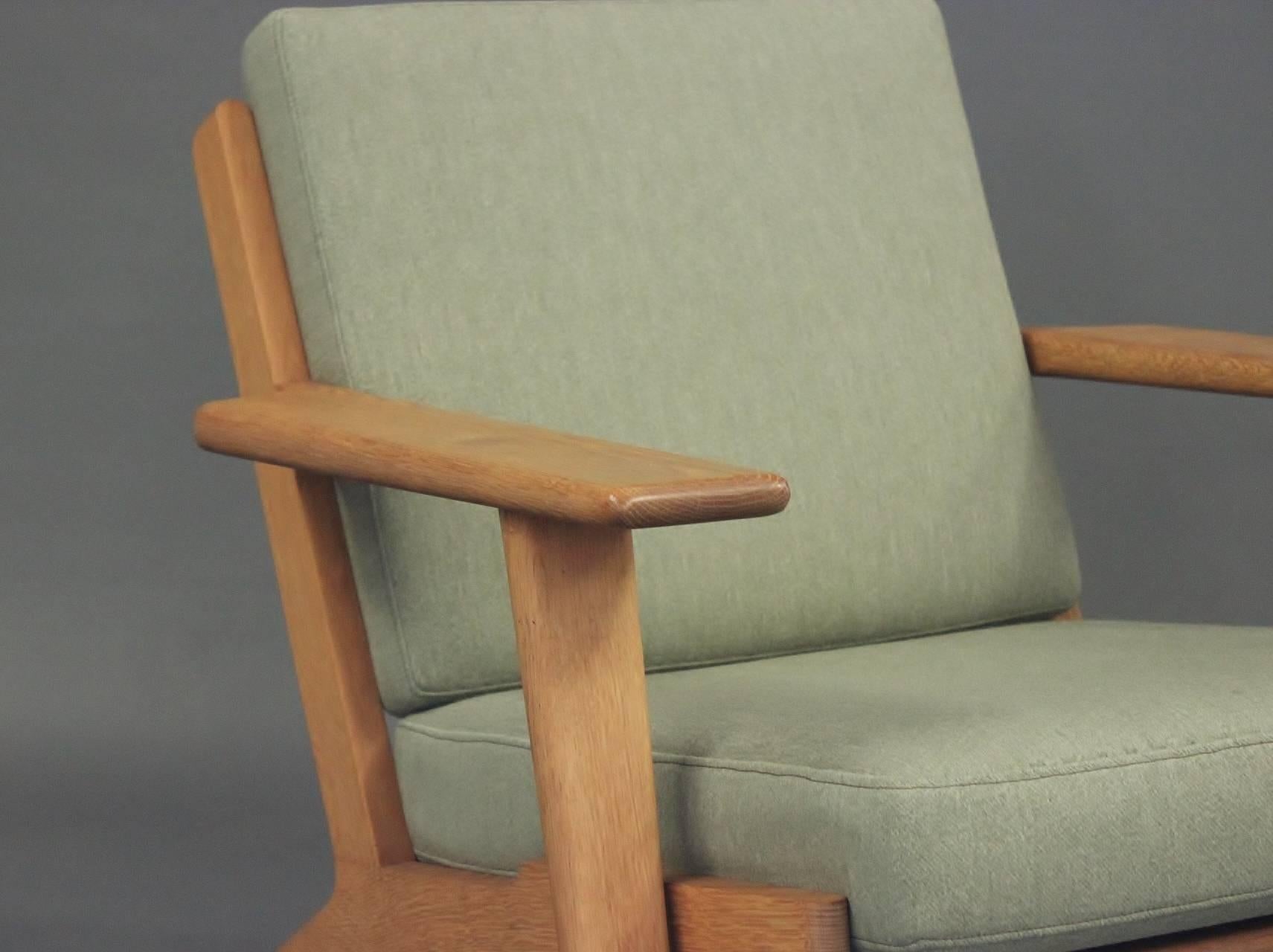 Wool Armchair, Model GE290, and Stool, by Hans J. Wegner and GETAMA, 1960s