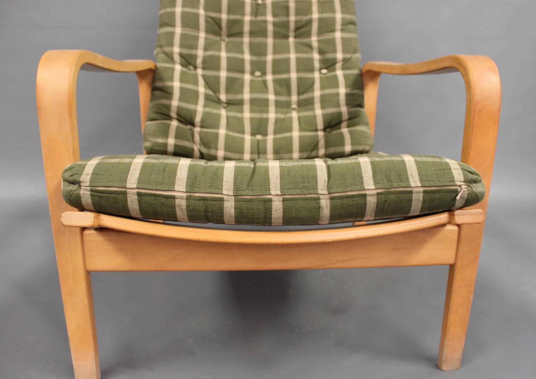 Scandinavian Modern Pair of Easy Chairs with Stool by Alf Svensson and Källemo In Good Condition For Sale In Lejre, DK