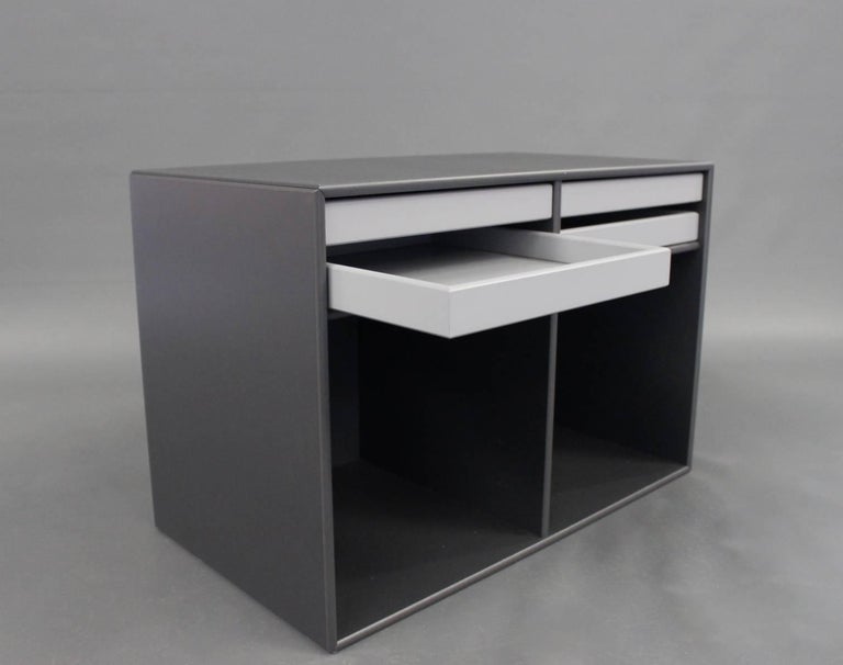 Montana Bookcase In Dark Grey With Small Drawers And Shelf Space