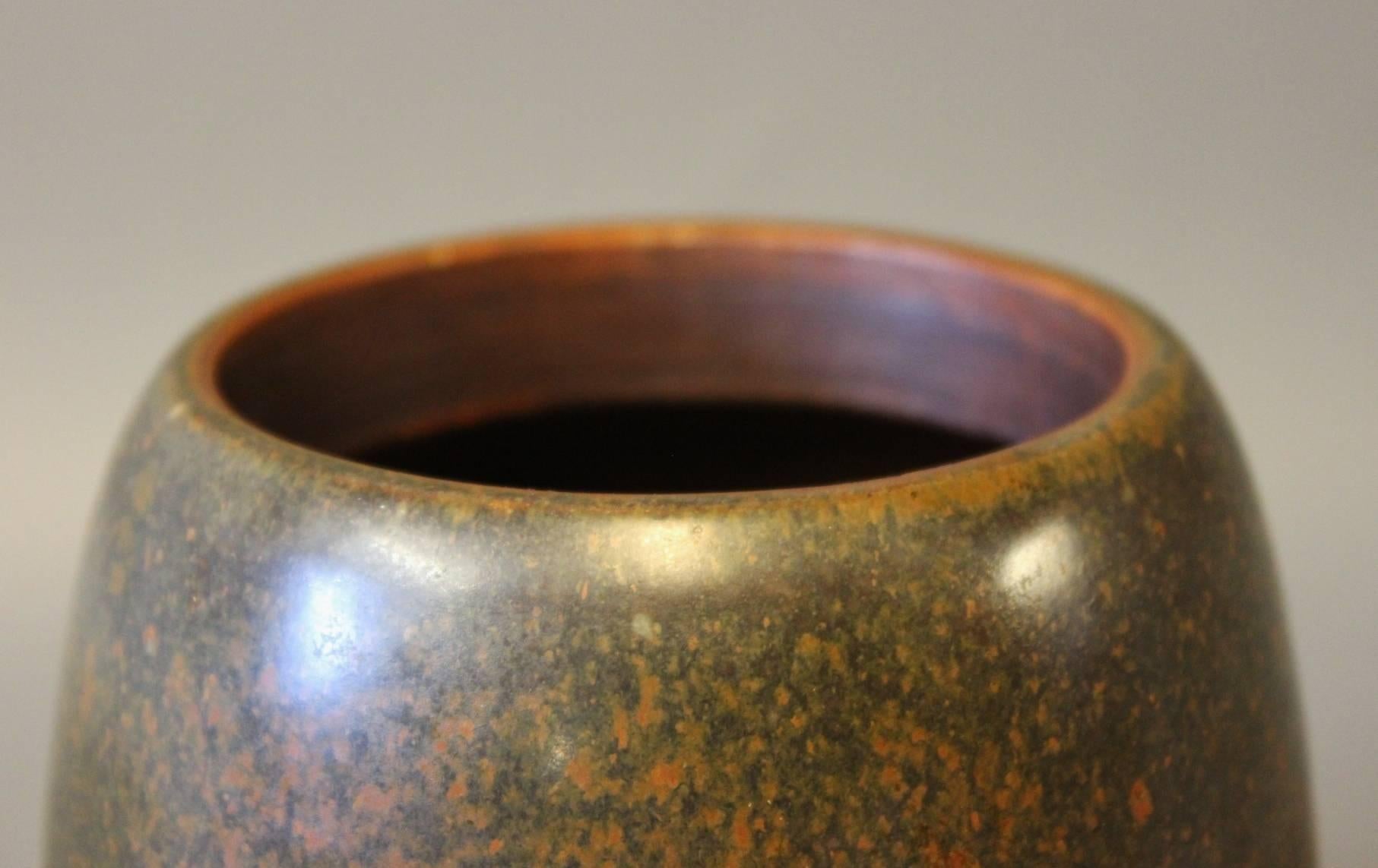 Ceramic Lidded Jar with Dark Brown Glaze by Erik Rahr for Saxbo In Good Condition In Lejre, DK