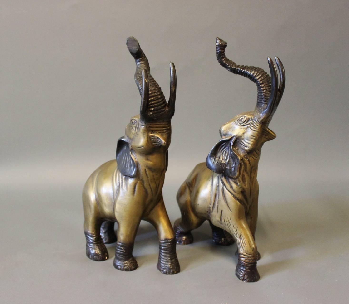 A pair of brass elephants from the 1930s. They are in great vintage condition.