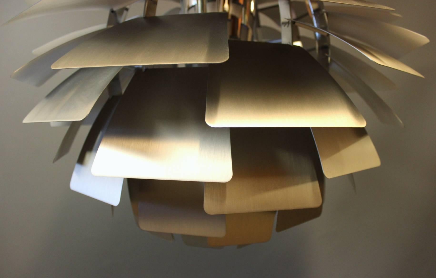 Mid-Century Modern Artichoke in Brushed Steel by Poul Henningsen and Louis Poulsen For Sale